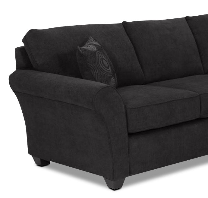 Althea 2-Piece Sectional Sofa with Right Facing Chaise in Black - Modern Living Room Furniture for Small Spaces & Apartments