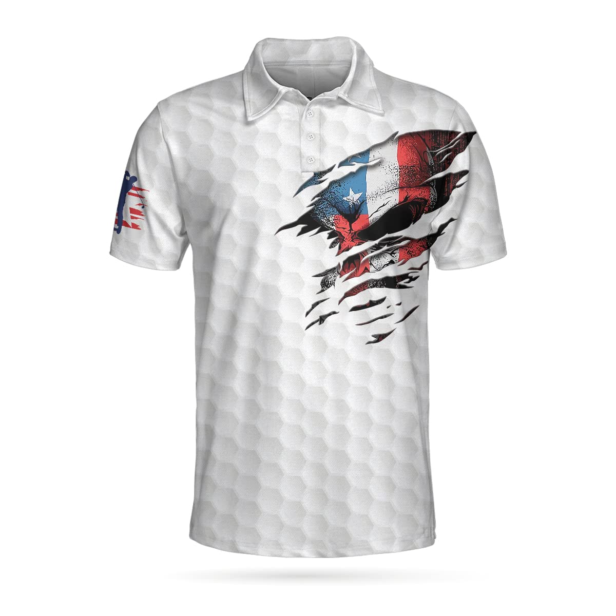 HYPERFAVOR Patriotic American Flag Golf Polo Shirts for Men - Short Sleeve Performance Golf Shirts - Perfect for Golf Tournaments & 4th of July Celebrations