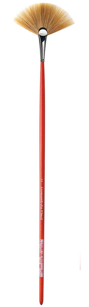 Premium Ox Hair Sable Fan Blender Brush for Oil Painting - da Vinci Series 406 Varnish & Priming Brush, Size 2 with Red Polished Handle - Perfect for Fine Art, Blending, and Glazing Techniques