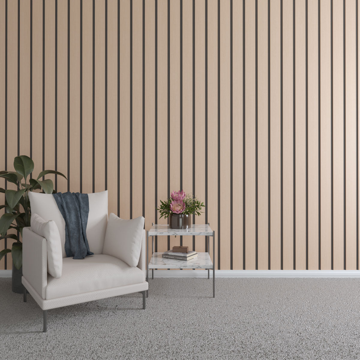 Adjustable Wood Slat Wall Kit - Modern DIY Room Divider & Decorative Panel for Home & Office - Perfect for Living Room, Bedroom, or Workspace Partitions