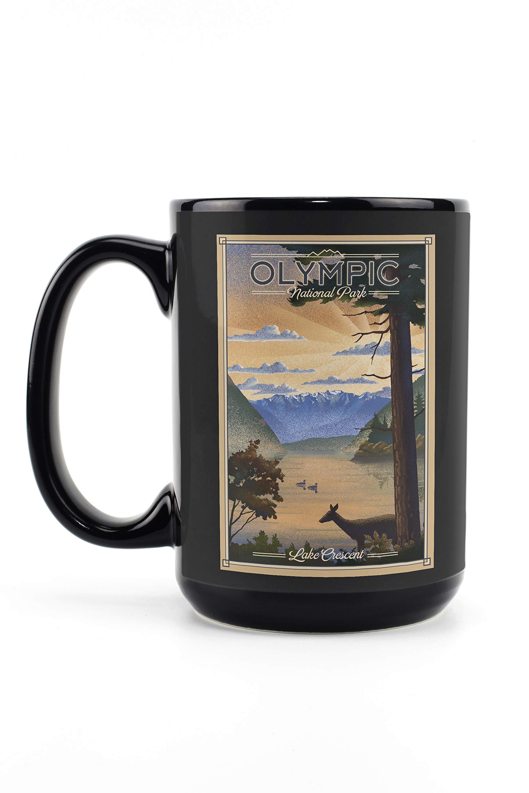 Olympic National Park Washington Scenic Ceramic Mug - 15oz Black Coffee & Tea Cup, Dishwasher & Microwave Safe - Perfect for Camping, Office & Home Use