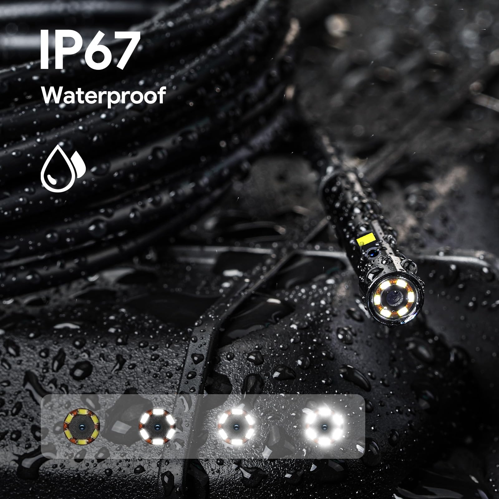 DEPSTECH Upgraded 50FT Triple Lens Sewer Inspection Camera - 5'' IPS Endoscope with LED Light, 1080P HD Borescope, Split Screen & Waterproof Design for Drain Pipe Plumbing - Perfect for Home Repairs, DIY Projects & Professional Plumbing Inspections