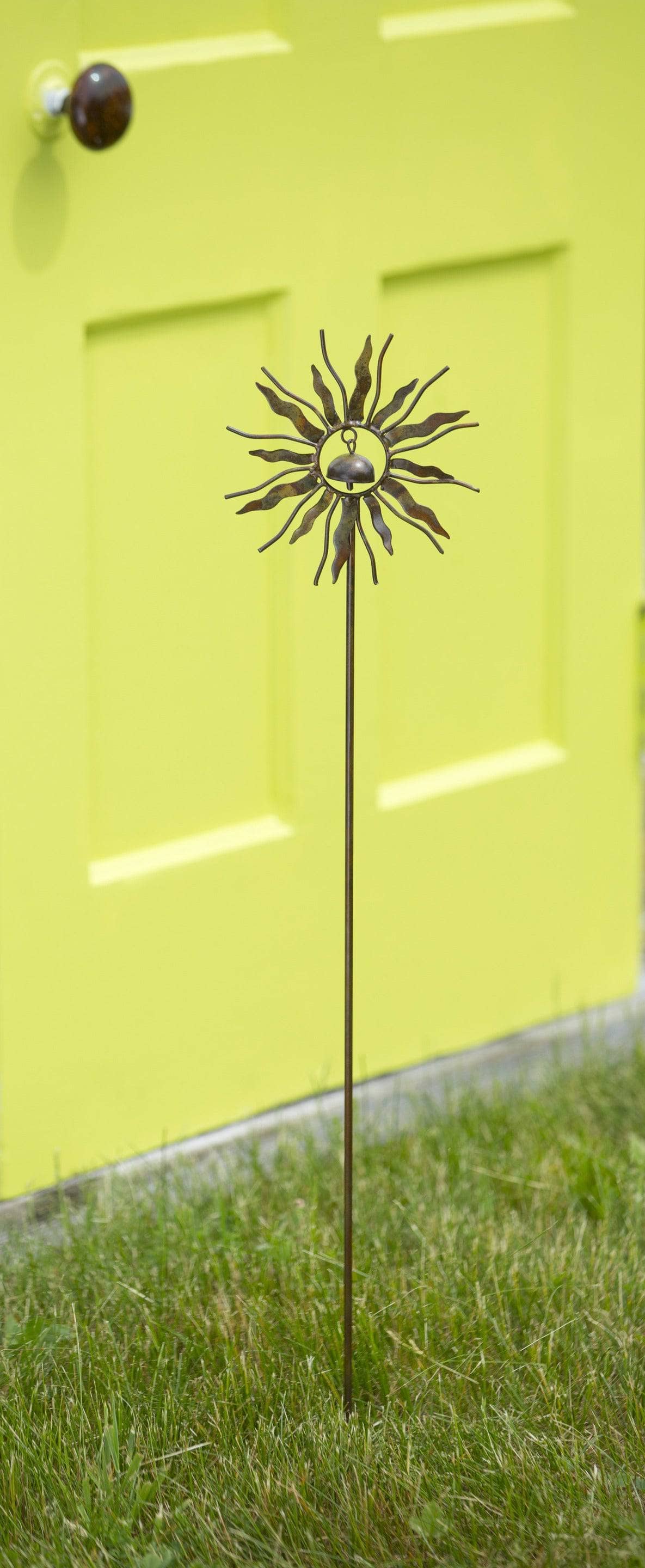 Sun with Bell Garden Stake - Solar-Powered Outdoor Decor for Yard, Patio & Garden - Adds Whimsical Charm to Flower Beds & Walkways