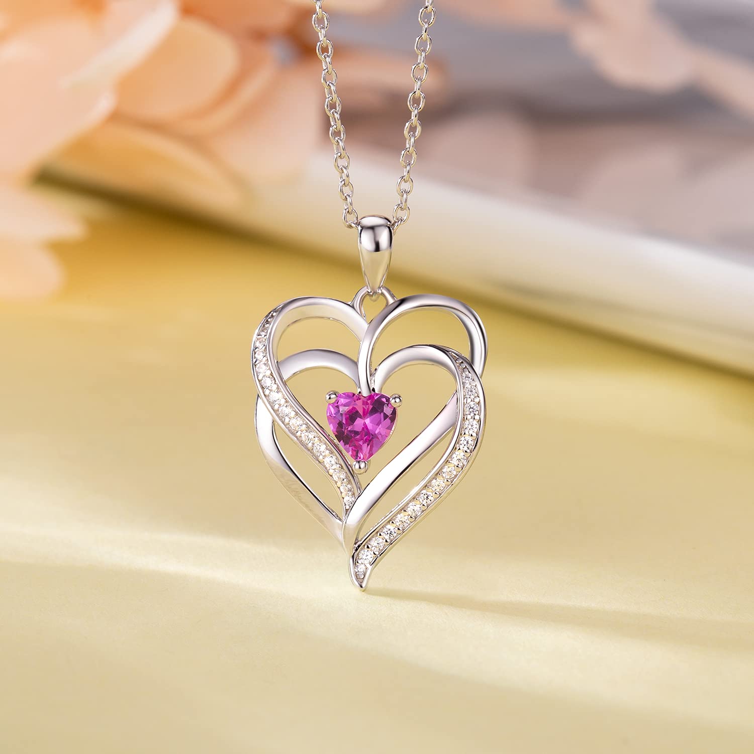 925 Sterling Silver Birthstone Necklace for Women - Heart Pendant Jewelry for Graduation, Anniversary, Birthday Gifts | Perfect for Mom, Grandma, Sister & Best Friends | Everyday Wear, Special Occasions & Gift-Giving