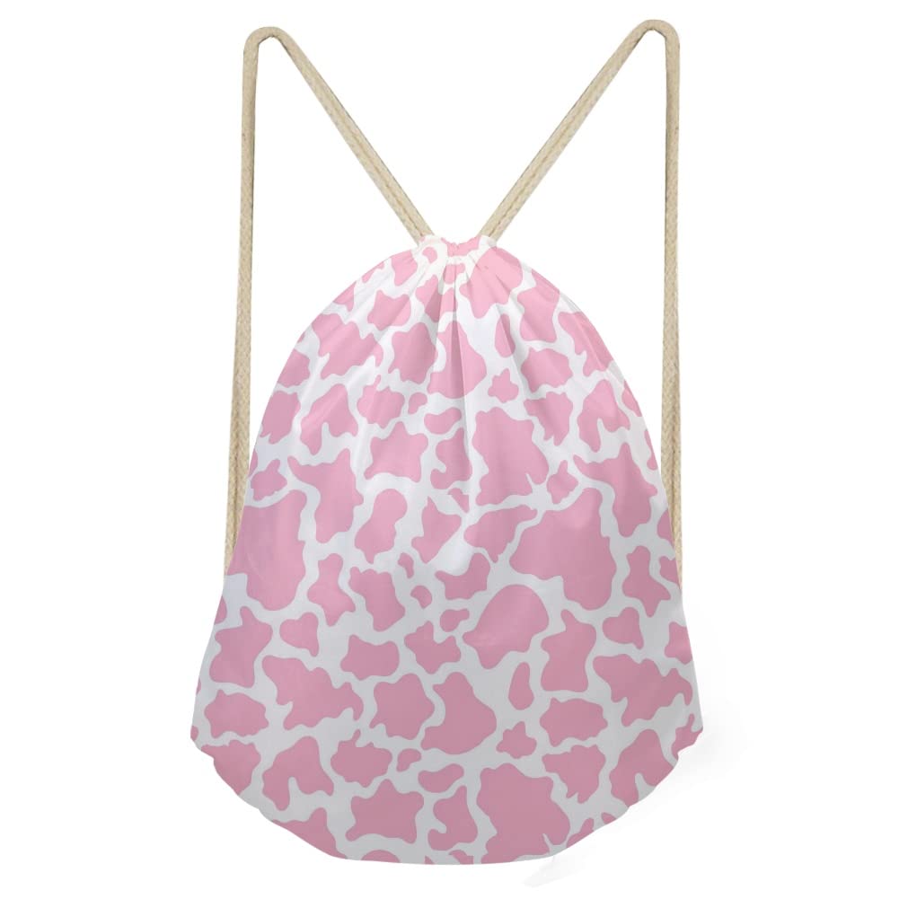 Mumeson Pink Cow Print Gym Bag - Stylish Travel Shoulder Bag & Laptop Messenger Bag for Women - Perfect for Workout, Travel & Office Commute