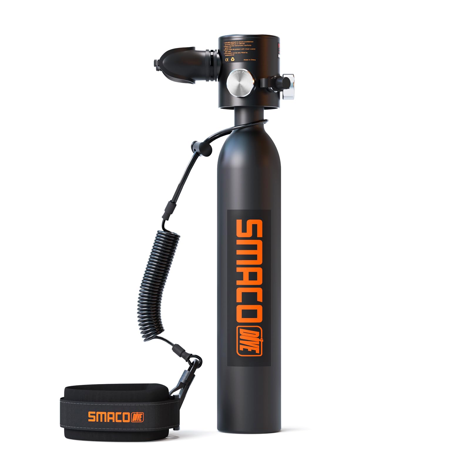 SMACO S300 Plus Mini Scuba Tank 0.5L - Portable Diving Oxygen Cylinder for Underwater Exploration | Reusable Pony Bottle with 10 Minute Dive Time | Emergency Backup Air Tank for Snorkeling, Scuba Diving & Water Rescue