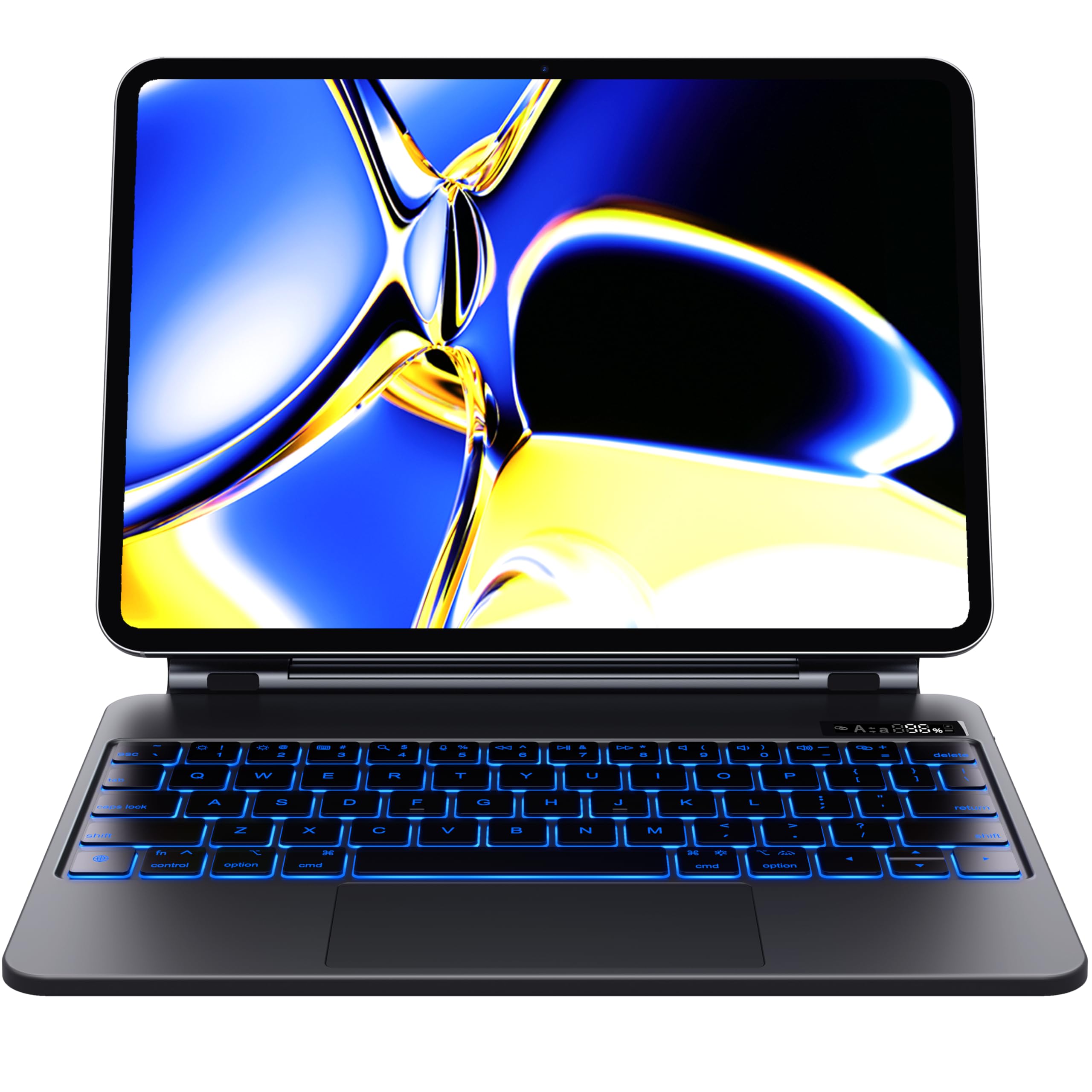 CHESONA Magnetic Keyboard Case for iPad Pro 11 inch M4 (2024) - Backlit Keyboard with Multi-Touch Trackpad, 7-Color RGB Lighting & Battery Display | Floating Cantilever Stand | Perfect for Work, Travel & Home Office Use