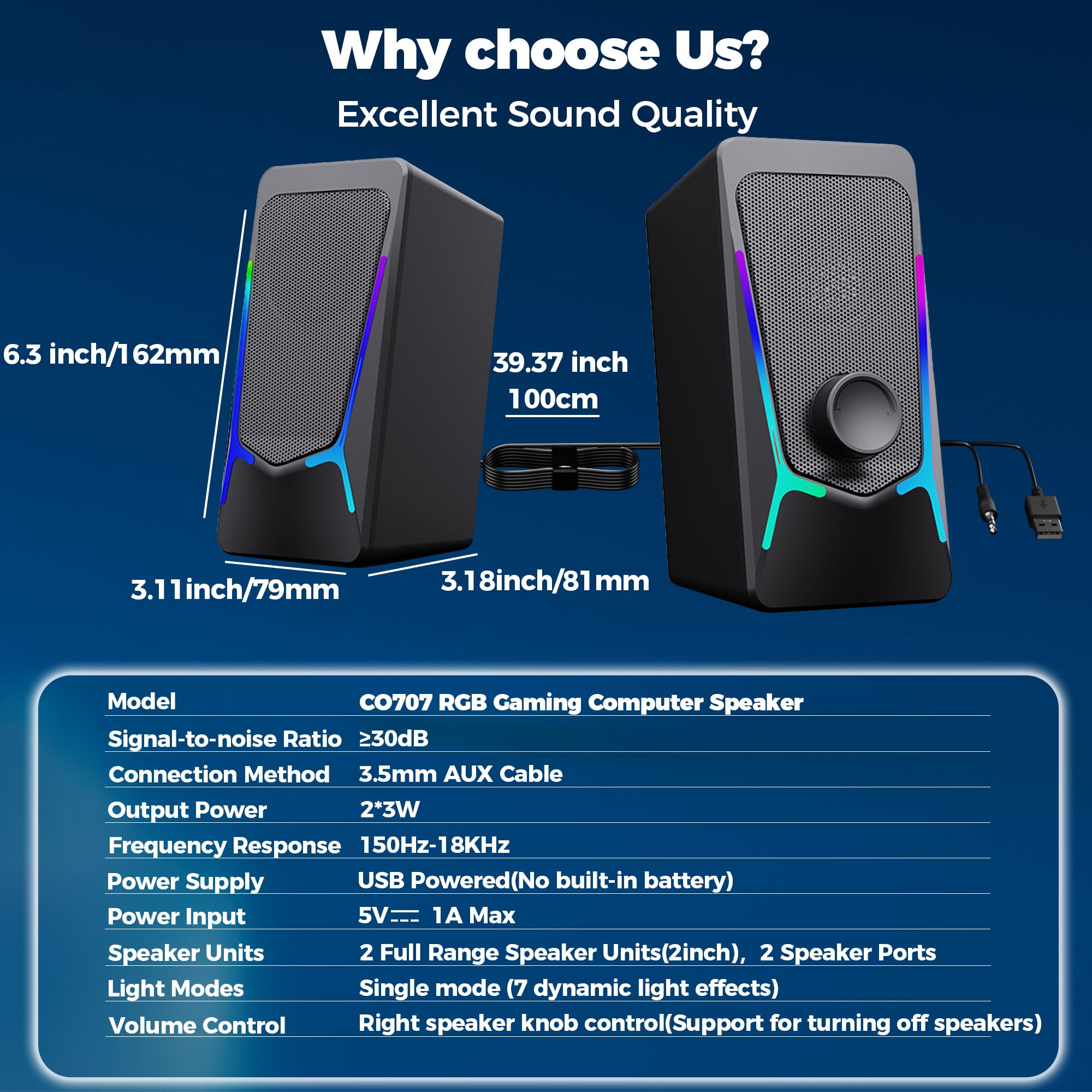 ROSON Computer Speakers for Gaming & Multimedia - USB Powered 2.0 Stereo PC Speakers with Enhanced Bass & Volume Control - Compatible with Laptop, Desktop, Tablet & Phone - Perfect for Gaming, Movies & Music Streaming