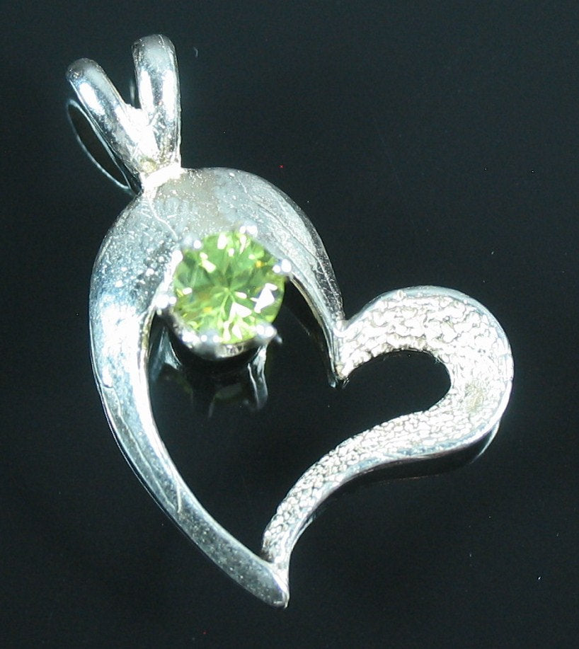 Solid Sterling Silver or 14kt Gold Natural Gemstone Pendant - 4-6mm Round Semi Textured Heart Dangle with VVS Solitaire (Amethyst, Garnet, Topaz, Peridot) | Perfect for Valentine's Gifts, Anniversary Jewelry & Everyday Elegant Wear