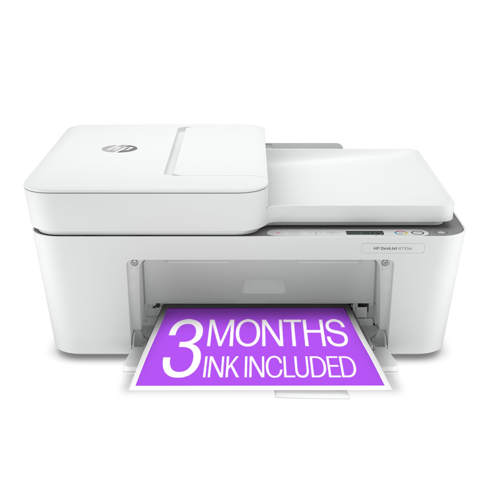HP DeskJet 4155e Wireless Color Inkjet Printer - Print, Scan, Copy | Easy Setup & Mobile Printing | Ideal for Home & Small Office | Includes 3 Months Instant Ink | White | Perfect for Remote Work & Student Projects