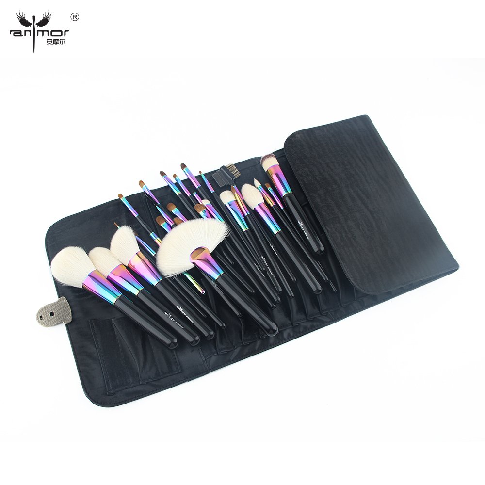 Anmor 26-Piece Professional Natural Hair Makeup Brush Set with Black Travel Case - Perfect for Makeup Artists & Beginners (CFCB-YF26) | Ideal for Home, Salon & On-the-Go Makeup Application
