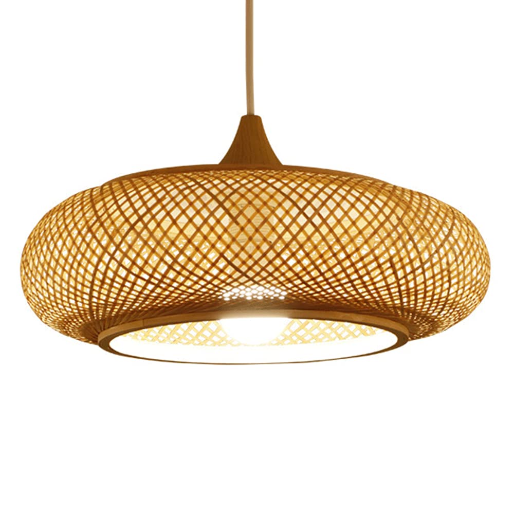 Nordic Single Head Bamboo Rattan Pendant Light - Vintage Wicker Chandelier with E27 Socket for Dining Room, Tea Room, Homestay & Rustic Decor - Perfect for Cozy Farmhouse, Boho & Cottage Style Interiors