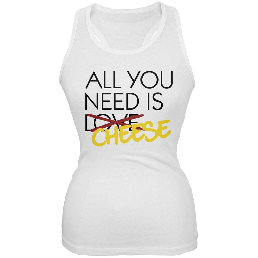Cheese Lover White Juniors Soft Tank Top - Cute Casual Summer Tee for Women & Girls | Perfect for Outings, Beach Trips & Everyday Wear