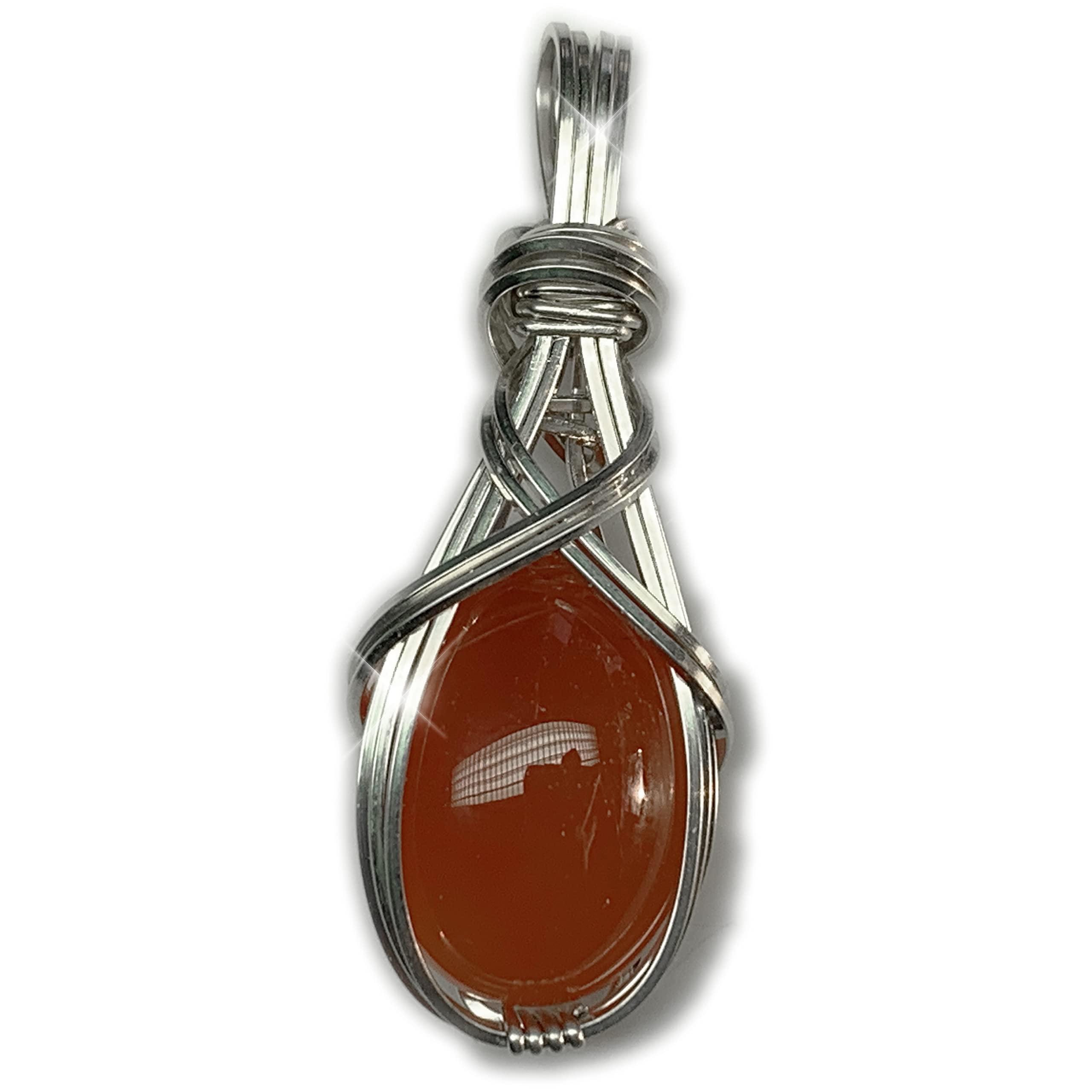 **Sterling Silver Carnelian Crystal Necklace Pendant - Heart Wand Reiki Energy Jewelry for Love & Romance, Elegant Gift Box Included | Perfect for Meditation, Healing & Spiritual Gifts**