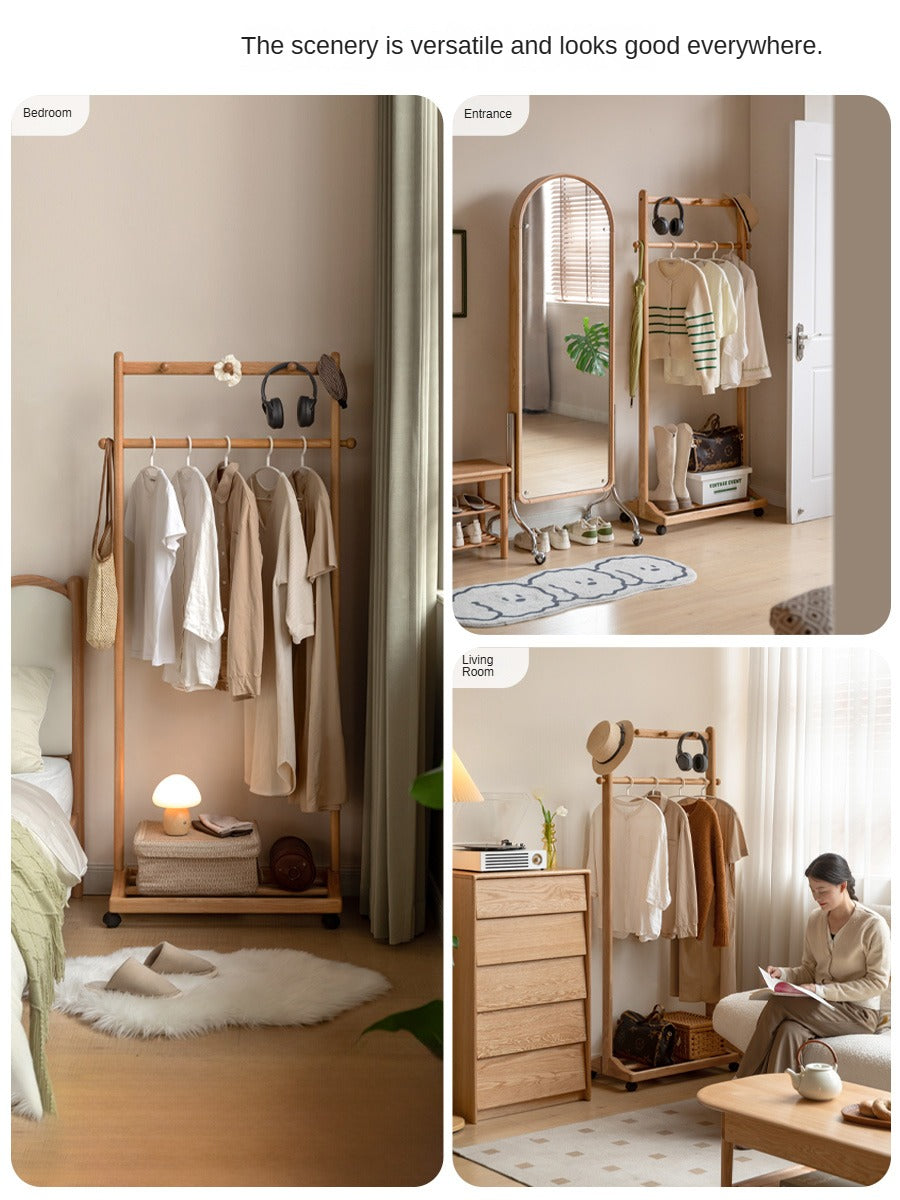 Premium Solid Oak & Birch Wood Wall Hanger - Adjustable Coat Rack for Jackets, Hats & Bags - Perfect for Entryway, Bedroom & Closet Organization