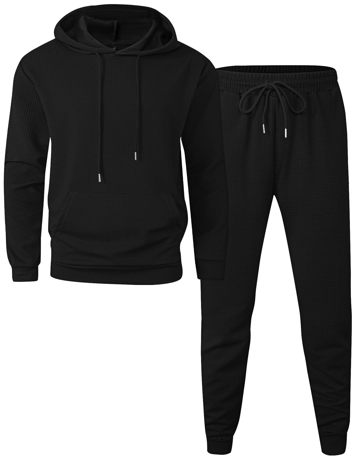 LecGee Men's 2-Piece Tracksuit Set - Hoodie & Jogger Sweatsuit for Running, Gym, and Casual Wear | Soft Waffle Fabric for Comfort & Style | Perfect for Workouts, Lounging & Outdoor Activities