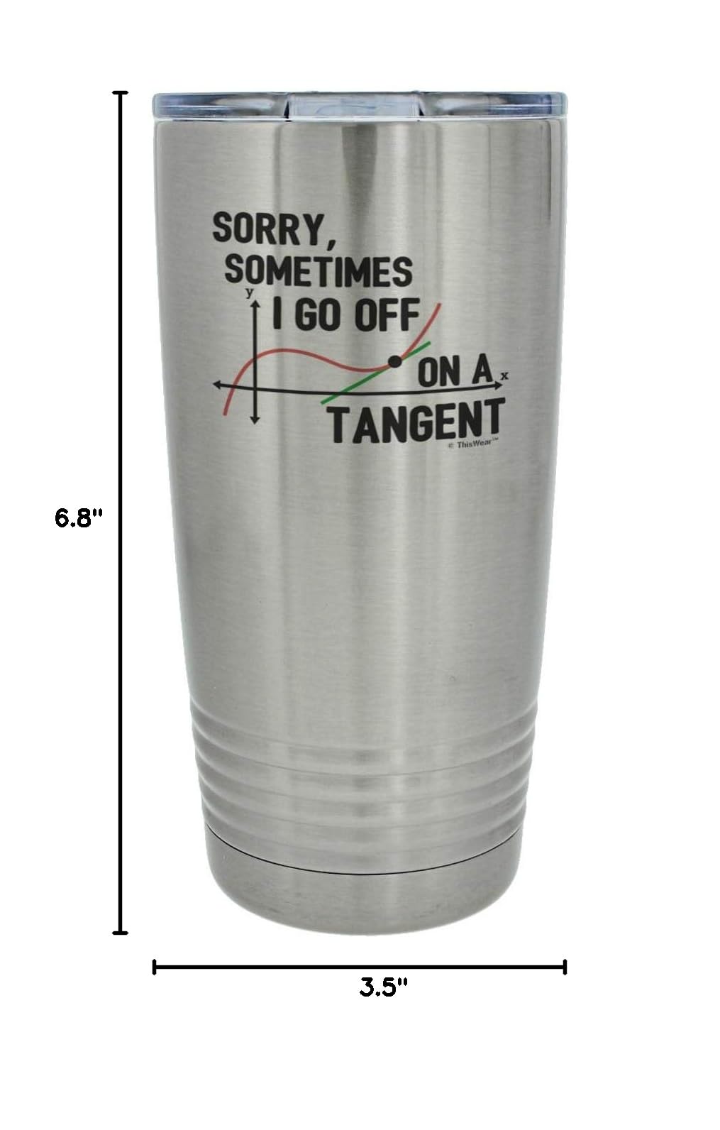 20oz Stainless Steel Insulated Travel Mug with Lid - Funny Math Teacher Gift 'Sorry Sometimes I Go Off On A Tangent' - Perfect for Coffee, Tea & Classroom Use