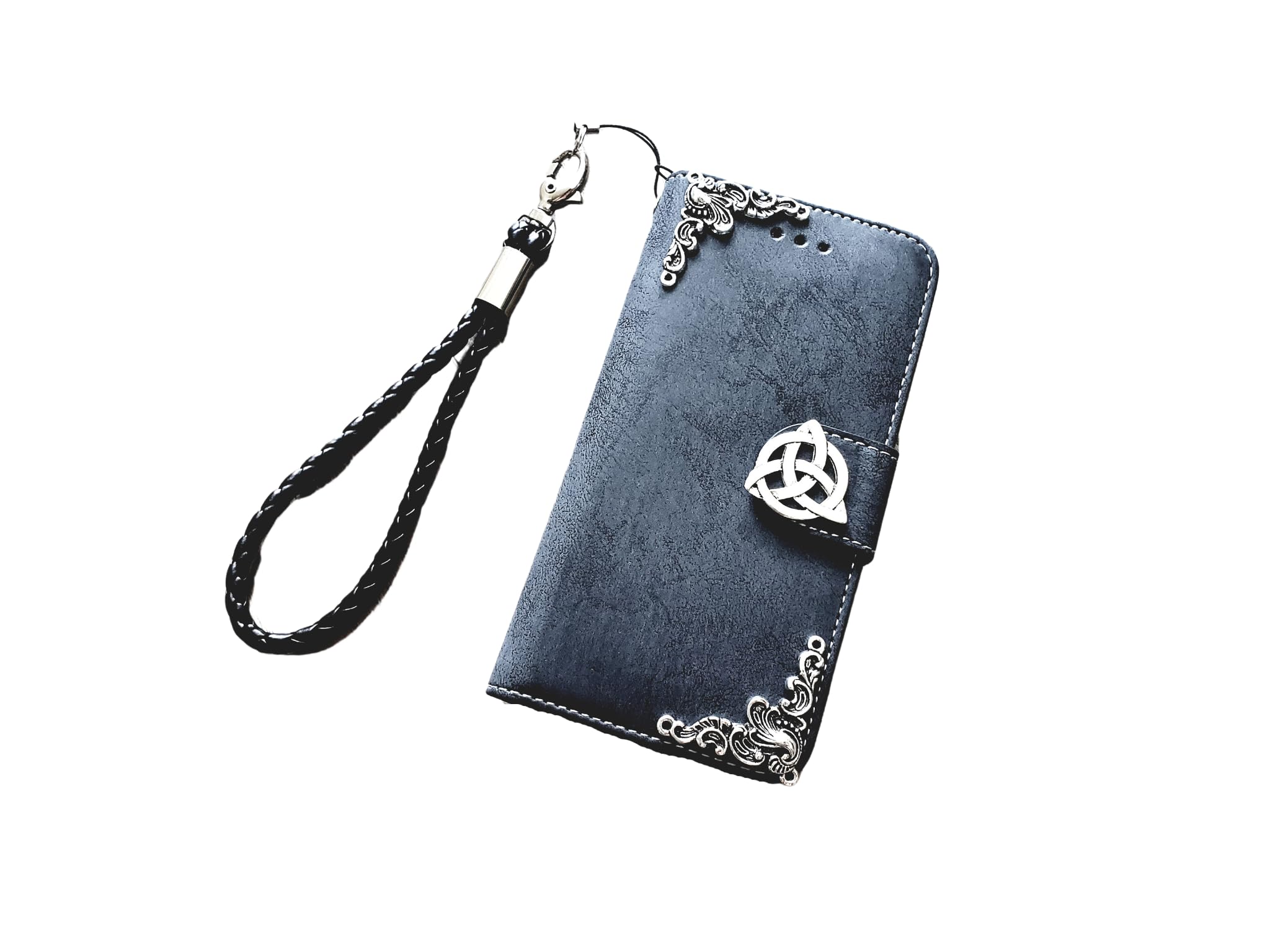 Trinity Celtic Knot Leather Phone Wallet Case - Removable Cover for iPhone X/XS/XR/11/12/13/14 Pro Max & Galaxy S23/S22/S21/S20 Ultra/Note 20/10 Plus (Model MN1274) | Perfect for Daily Use, Travel & Gift Giving