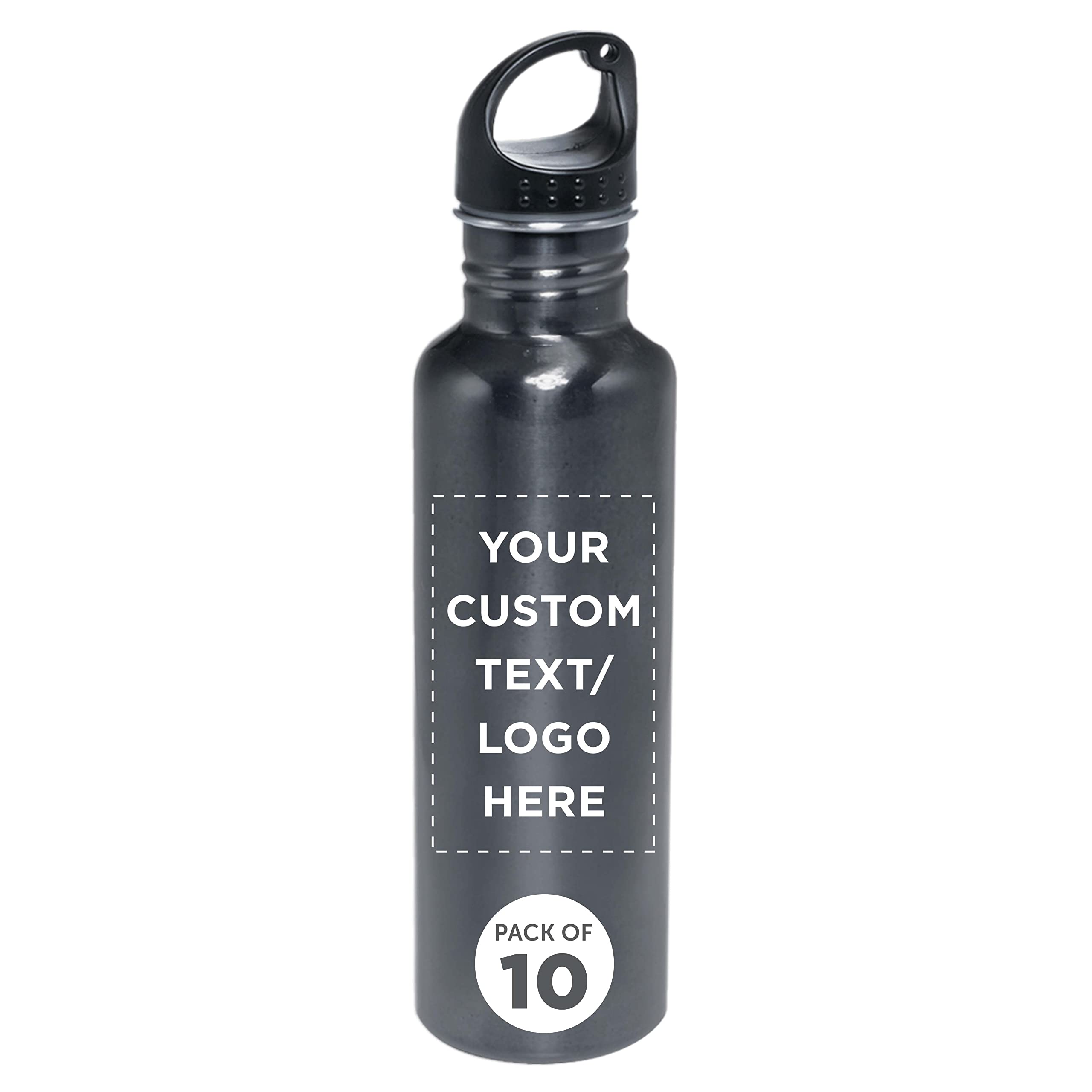 Custom Stainless Steel Water Bottles 26oz (Set of 10) - Personalized Bulk Pack, Reusable & Leak Proof - Ideal for Gym, Hiking, Camping, Outdoor Sports - Eco-Friendly Grey Water Bottles - Perfect for Office, School, Travel and Everyday Hydration