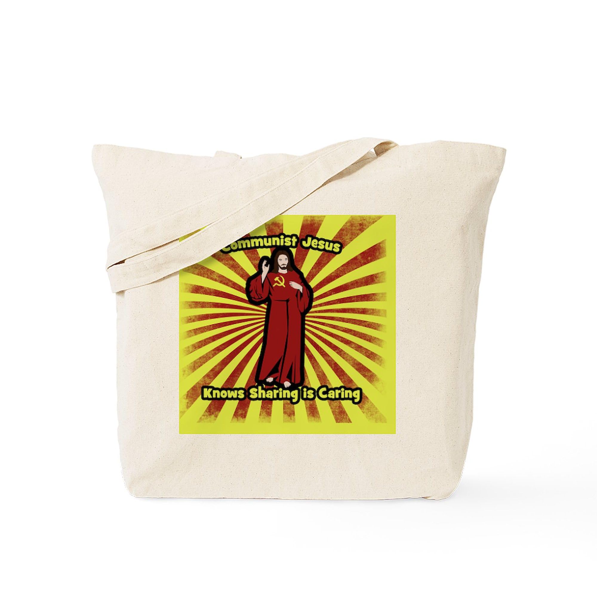 Commie Jesus Tote Bag - Natural Canvas Reusable Shopping Bag for Groceries, Beach & Daily Use | Eco-Friendly Cotton Tote with Unique Design