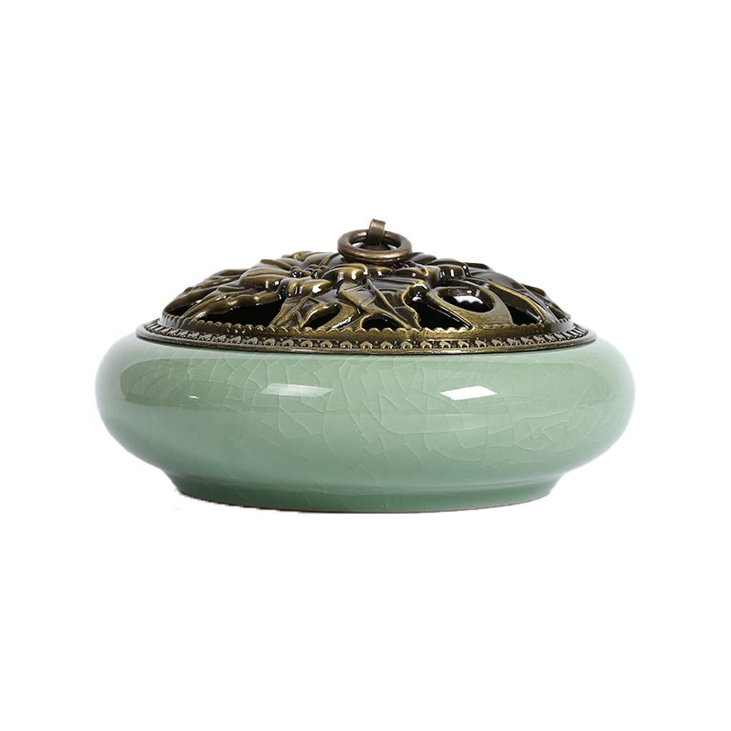 Ceramic Mosquito Coil Holder - Elegant Celadon Incense Burner for Indoor Use | Compatible with 2/4/6 Hour Coils, Tower & Stick Incense | Perfect for Home, Patio & Camping Mosquito Protection