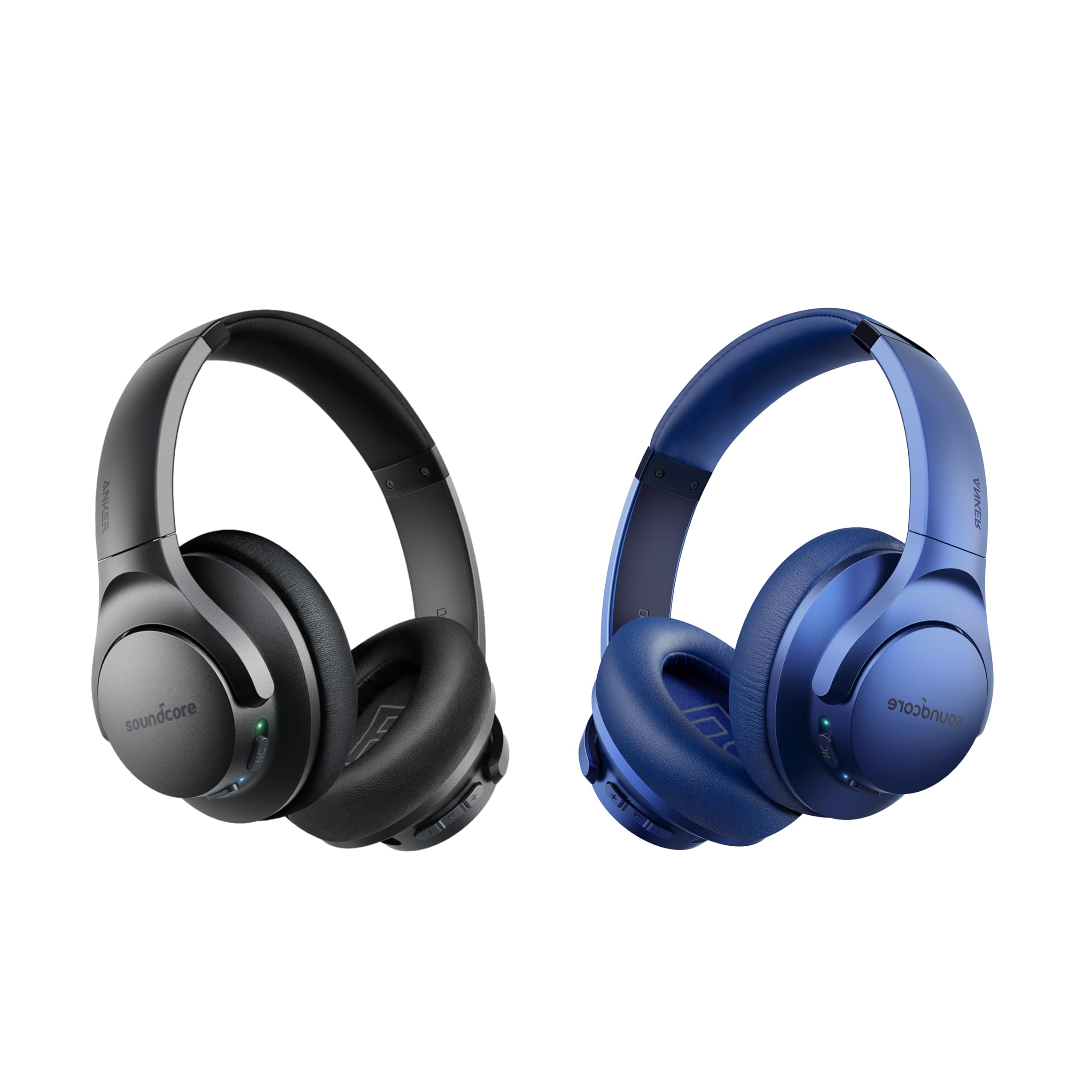 Soundcore Anker Life Q20 Hybrid Active Noise Cancelling Wireless Bluetooth Headphones - 60H Playtime, Hi-Res Audio, Deep Bass, Memory Foam Ear Cups for Travel & Commuting (Black & Blue) - Perfect for Airplanes, Office Work & Music Lovers