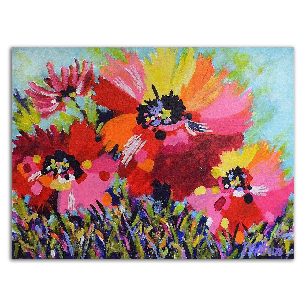 Big Red Poppies by Pamela Gatens - Premium Canvas Wall Art Print Ready to Hang - Perfect for Living Room, Bedroom & Office Decor
