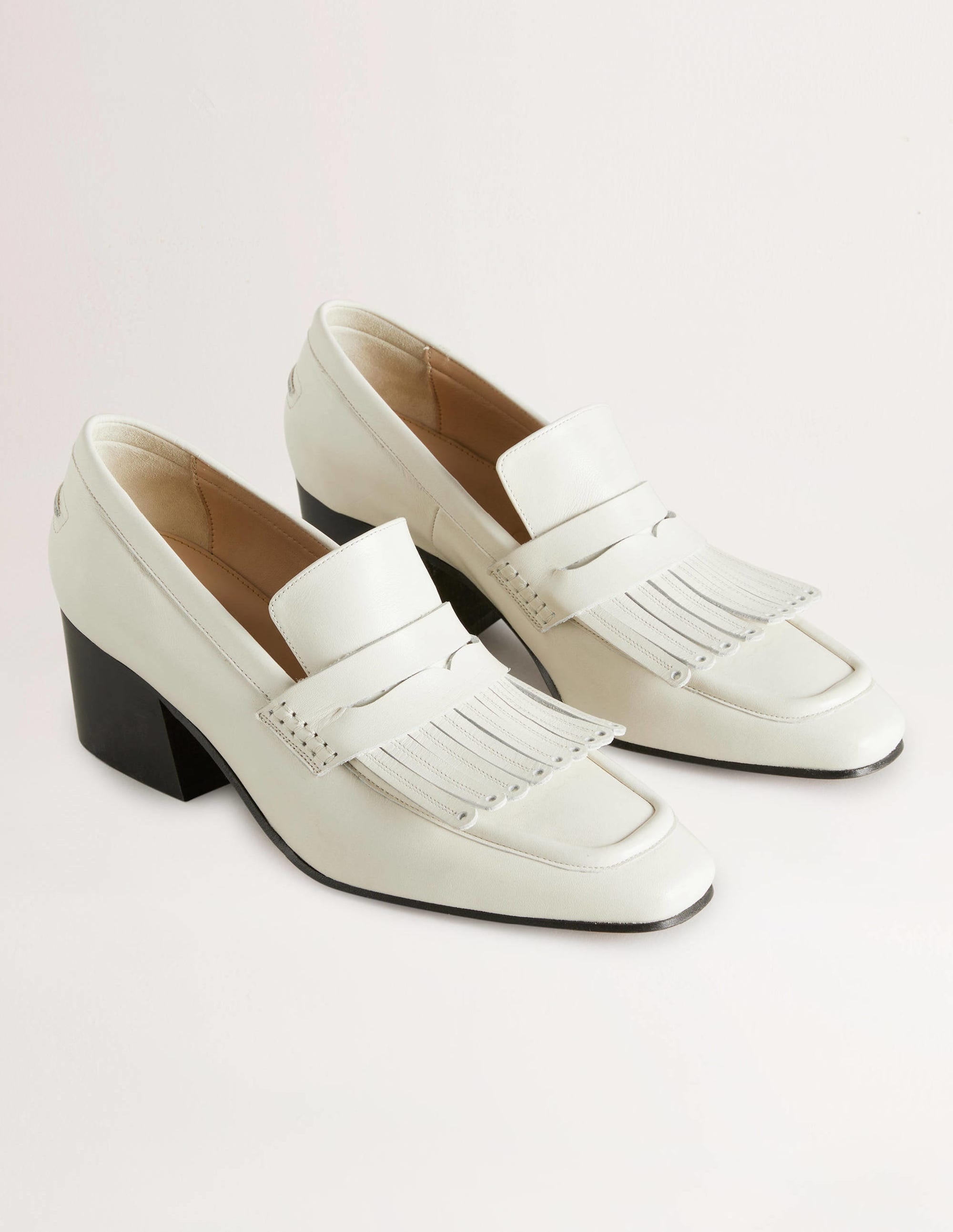 Stylish Block Heel Loafers in Off-White | Comfortable Women's Slip-On Shoes for Work, Office & Casual Outfits