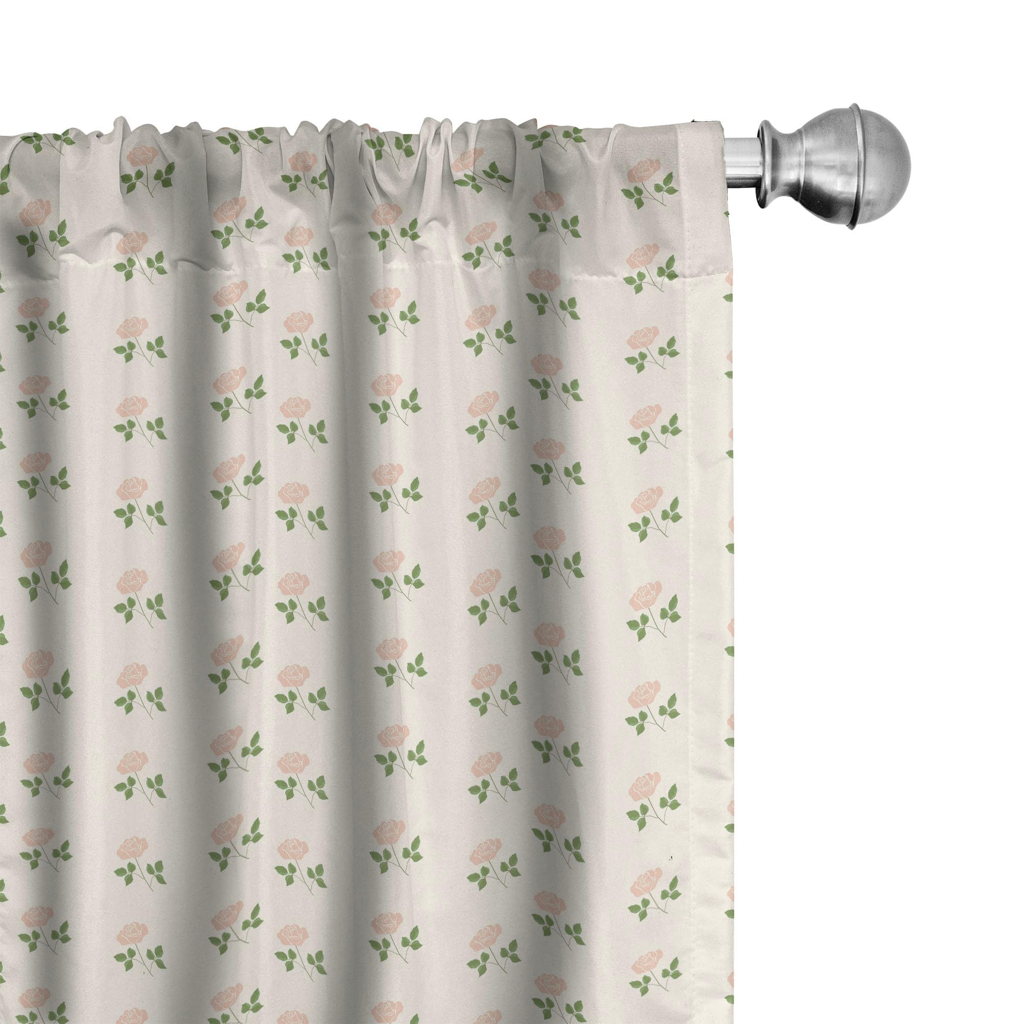 Ambesonne Floral Window Curtains - Vintage Rose Leaves & Petals Design, Lightweight 2-Panel Set with Rod Pocket (28