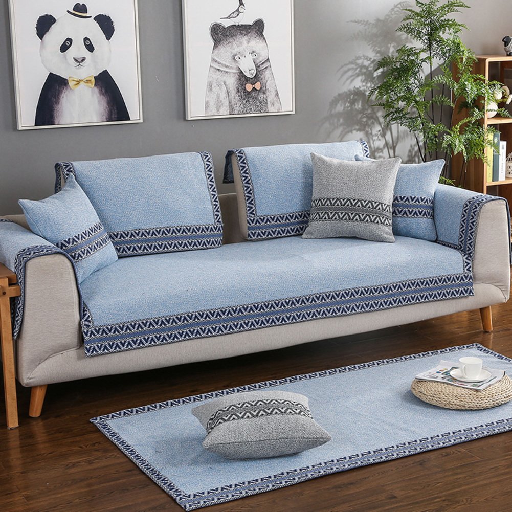 Premium Pet Couch Cover - 3 Cushion Sofa Slipcover, Armchair & Sectional Couch Protector - Washable Furniture Cover for Dogs & Cats - Blue Striped 110x160cm (43x63in) - Perfect for Living Room, Bedroom & Pet-Friendly Homes