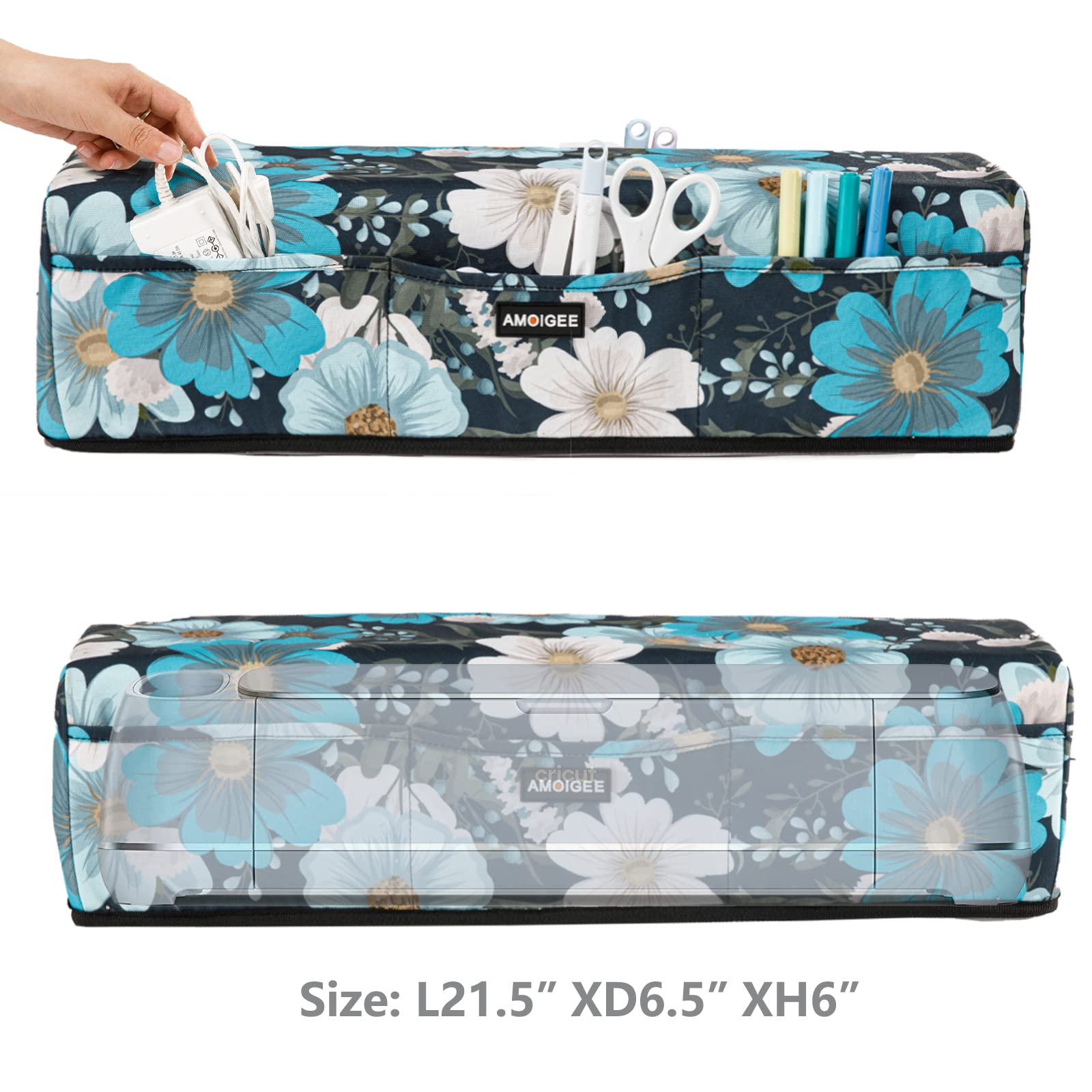 Amoigee Dust Cover for Cricut Explore 3, Explore Air 2, Maker, Maker 3 - Protective Machine Cover with Storage Pockets for Cricut Accessories, Tools & Supplies - Perfect for Crafting, Scrapbooking & DIY Projects