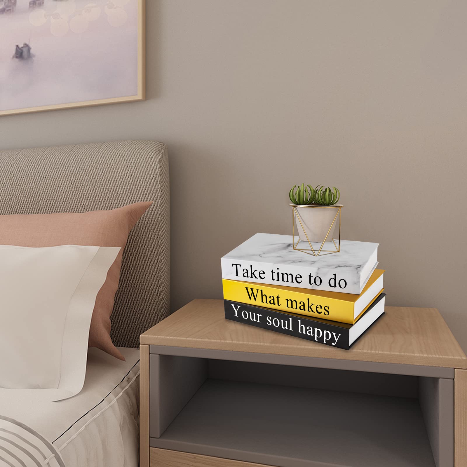 Decorative Books Boxes Set of 3 - Faux Books for Home Decor, Coffee Table & Bookshelf Decoration - Fake Book Storage Boxes with Stickers - Perfect for Living Room, Office & Gift Giving