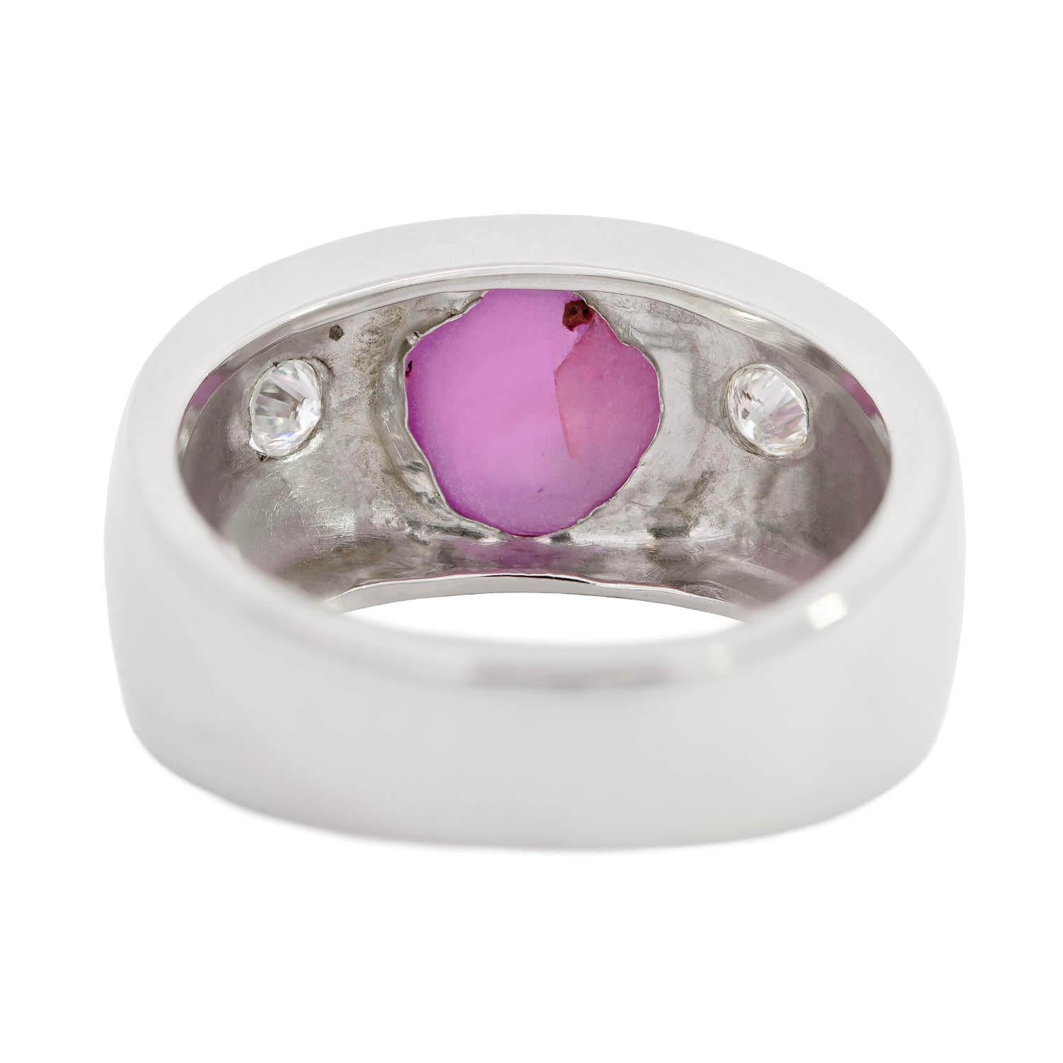 14K White Gold Pink Star Sapphire & Diamond Flush Mount Ring for Women | Elegant Wedding Band, Anniversary Gift, Promise Ring | Perfect for Engagements, Special Occasions & Everyday Wear