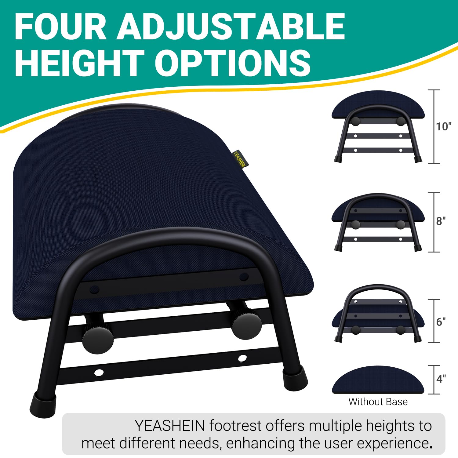 Adjustable Height Under Desk Footrest - 3-Level Ergonomic Foot Stool for Home, Office & Car - Perfect for Work, Gaming & Relaxation