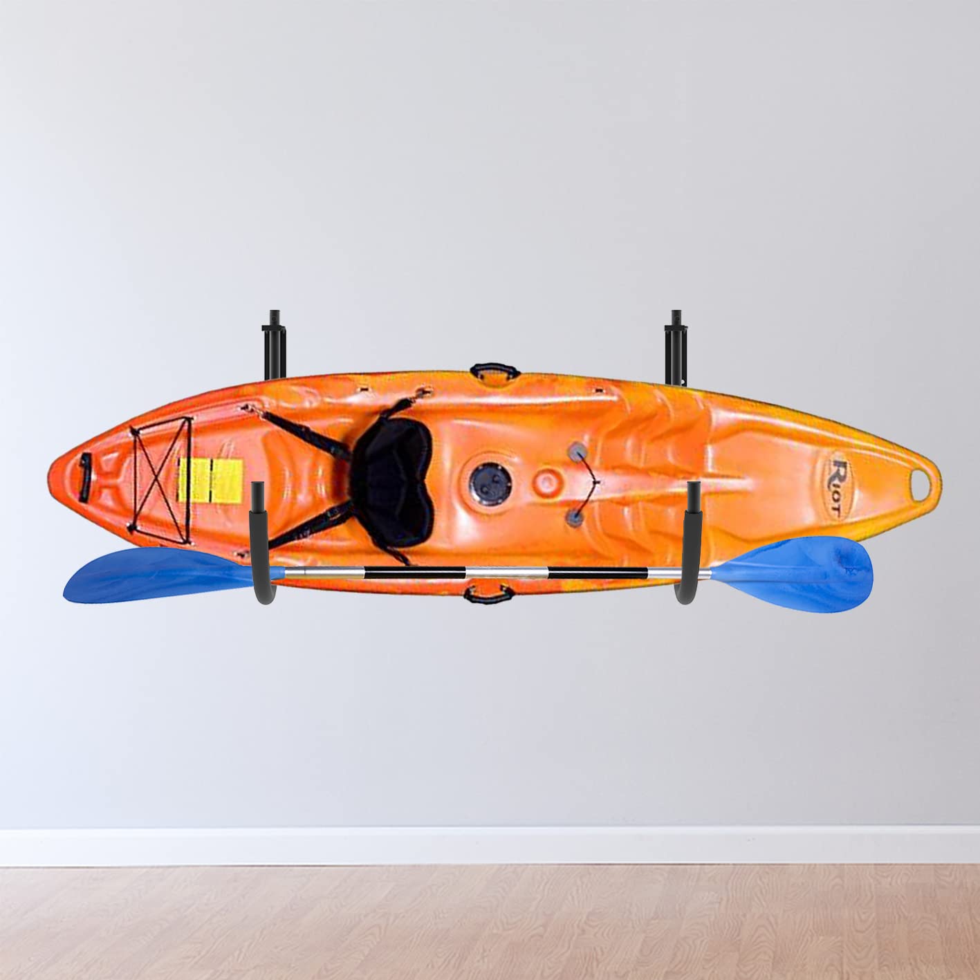 Folding Kayak Wall Mount Rack - Heavy Duty Canoe, Paddleboard, Surfboard & Snowboard Storage Hanger for Indoor & Outdoor Use - Perfect for Garage, Shed or Boat House Organization (1 Set)