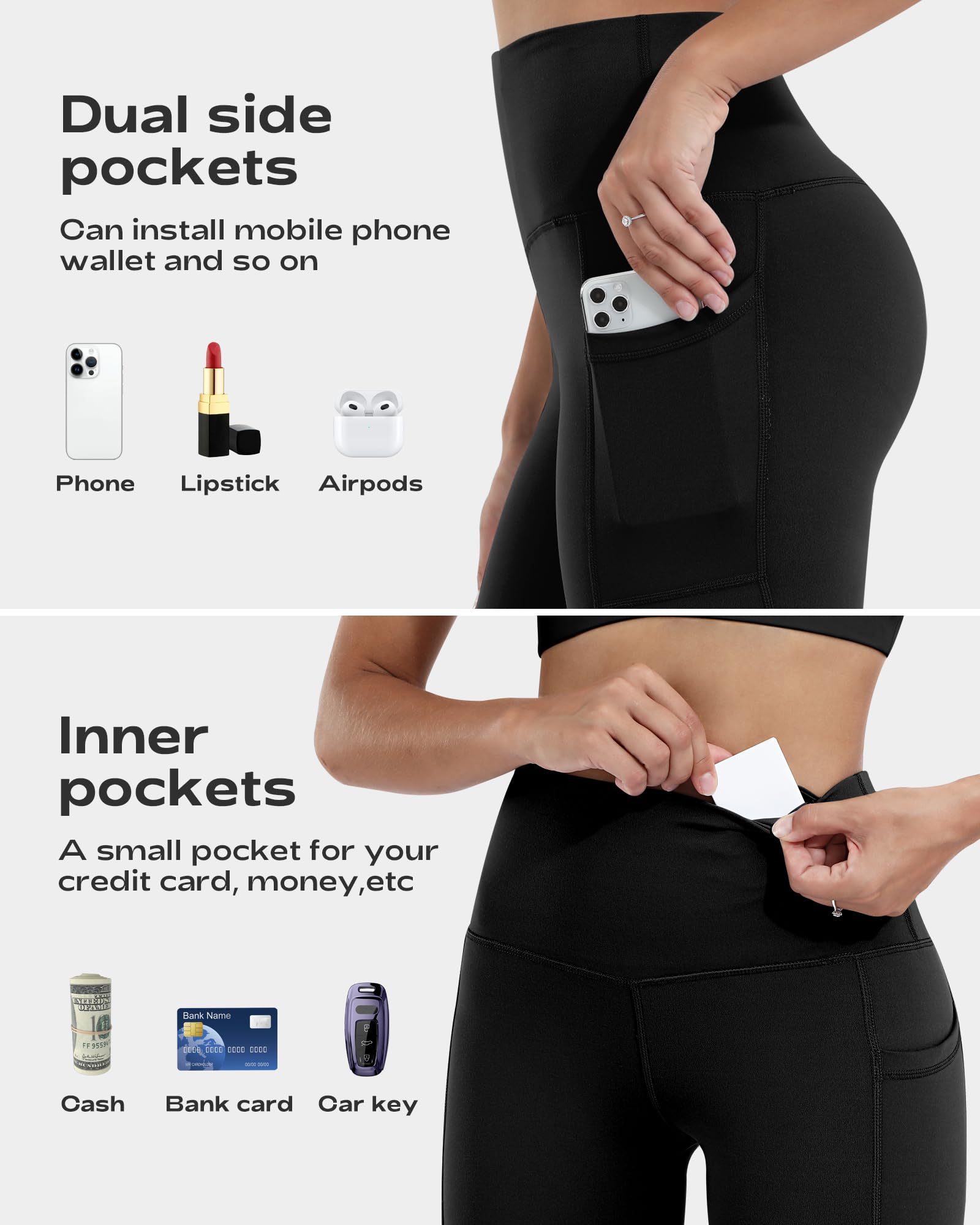 CHRLEISURE Women's High Waisted Yoga Pants with Pockets - Tummy Control Workout Leggings for Running, Gym & Lounge Wear