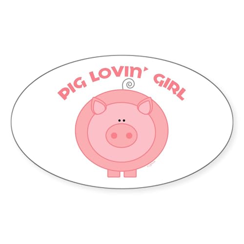 White - Pig Girl Oval Sticker