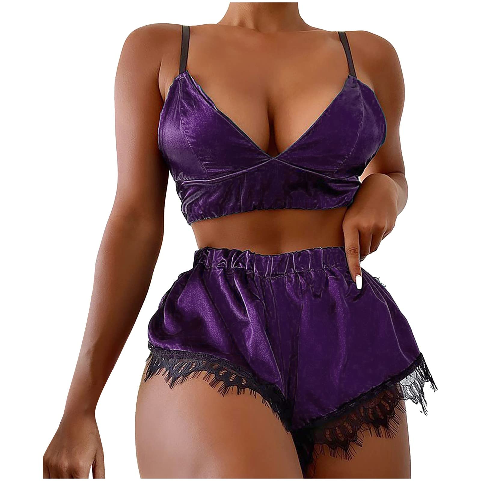 Women's Lace Wireless Bra & Panty Set - Sexy Comfortable Bralette & Underwear Lingerie Set for Sleepwear, Lounge & Intimate Moments