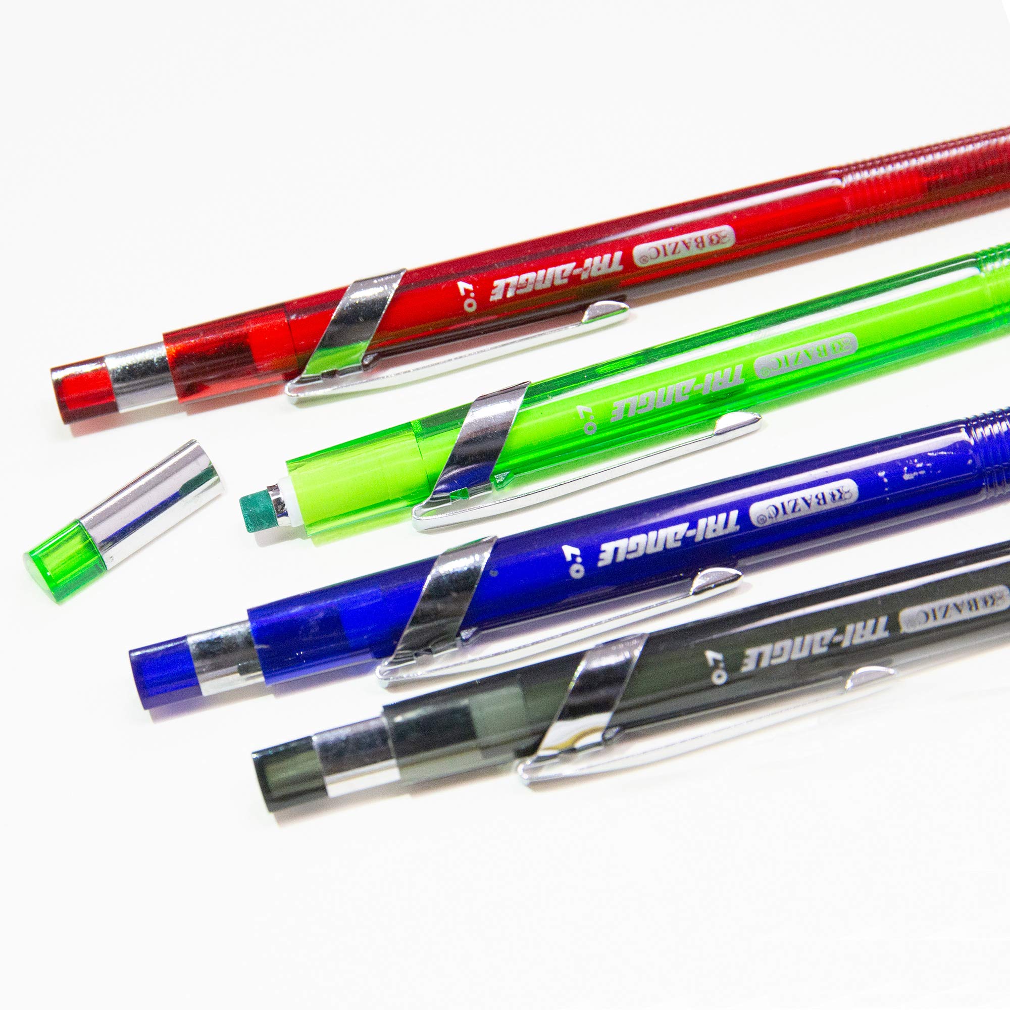 BAZIC 0.7mm Mechanical Pencils with Triangle Soft Grip - 144 Pack, Includes 2B Ceramic Lead Refills & Latex-Free Eraser - Perfect for Drafting, Drawing, Sketching, School, Office & Art Projects