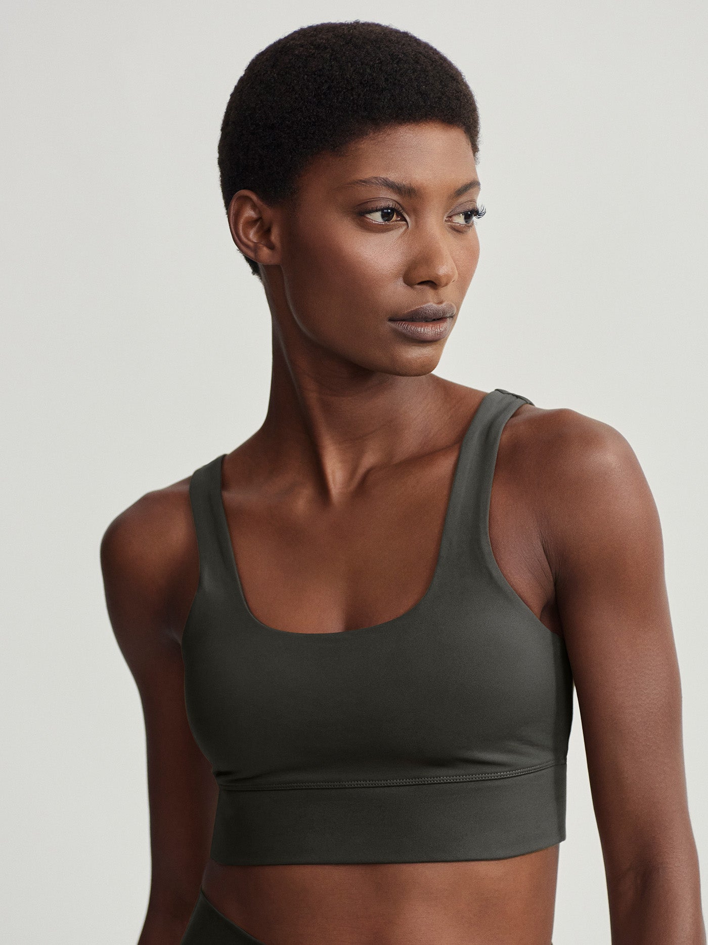Varley Freesoft Cori Bra - Dark Resin Green Sports Bra for Women | Yoga, Running & Gym Workouts | Breathable & Supportive Activewear