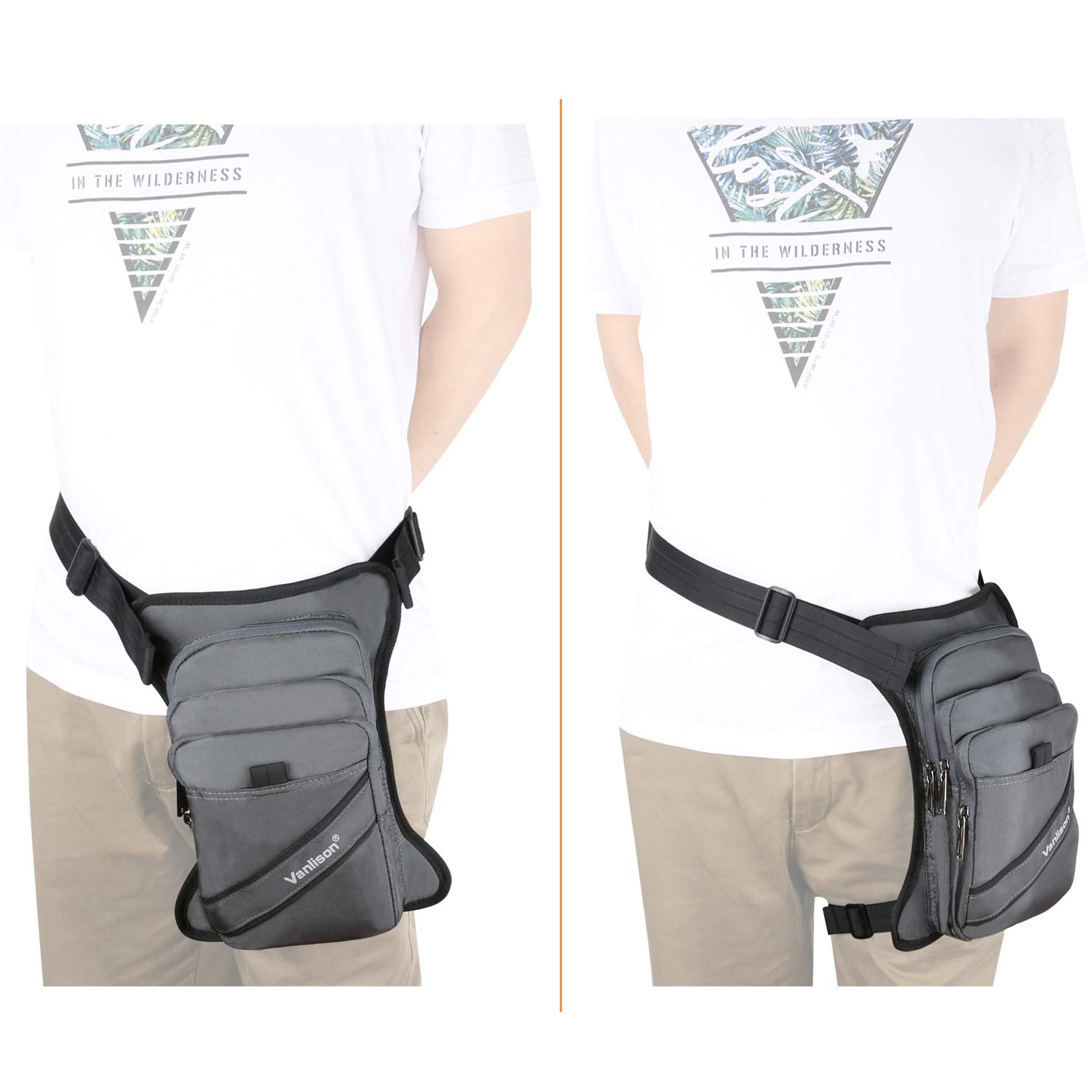 Waterproof Polyester Tactical Leg Bag - Thigh Pack Pouch for Motorcycle, Hiking & Outdoor Activities | Gray Fanny Pack for Hands-Free Convenience