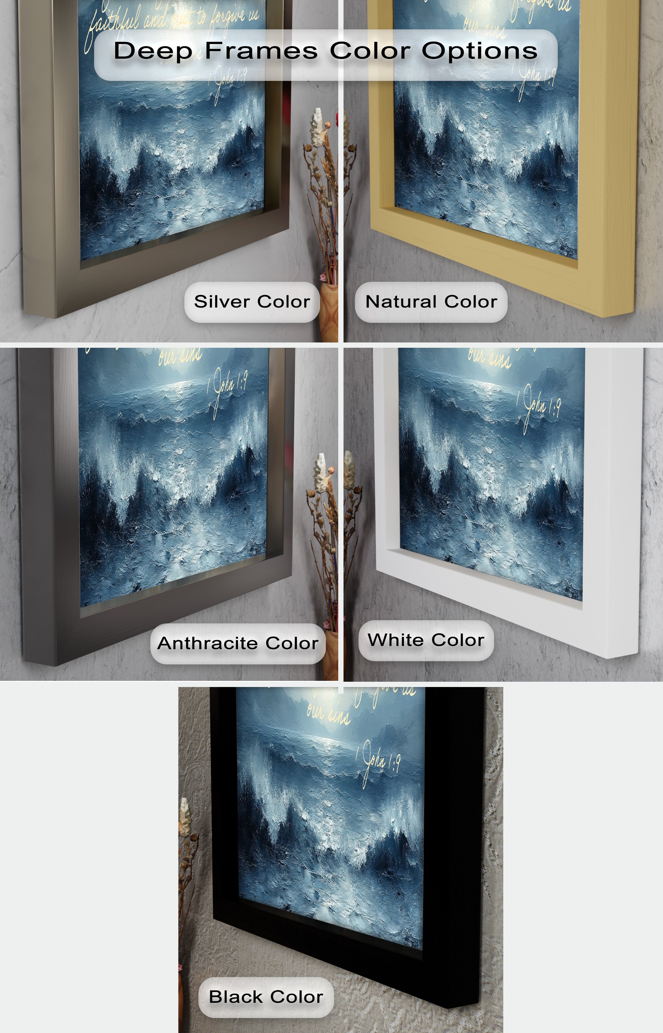 1 John 1:9 Bible Verse Oil Painting - Christian Scripture Wall Art for Home Decor, Church & Office - Forgiveness and Grace Religious Gift