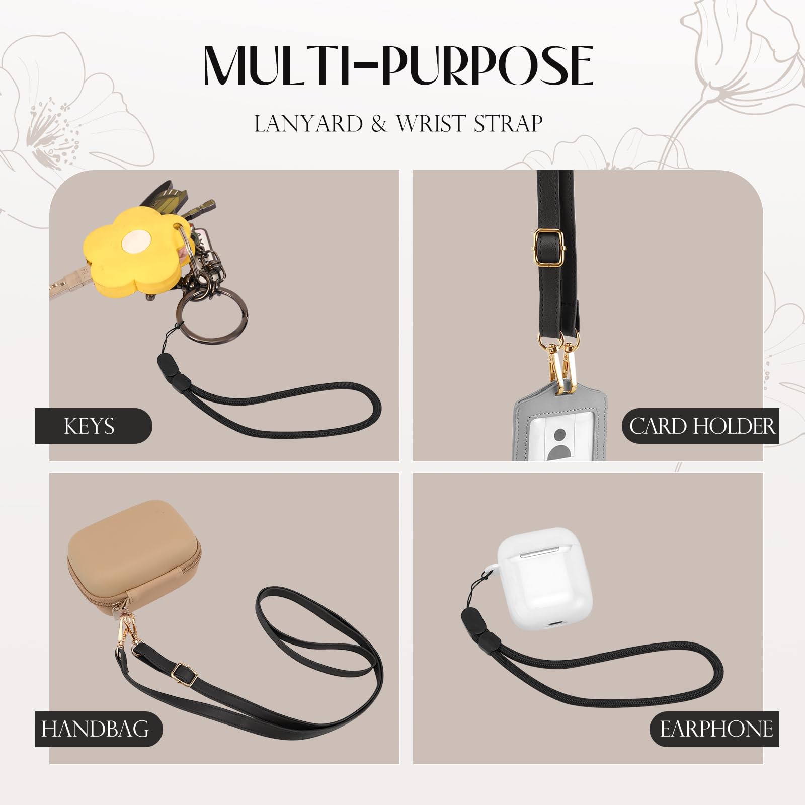 TiMOVO Adjustable Phone Lanyard - Leather Crossbody & Wrist Strap for Smartphones - Perfect for Travel & Outdoor Use