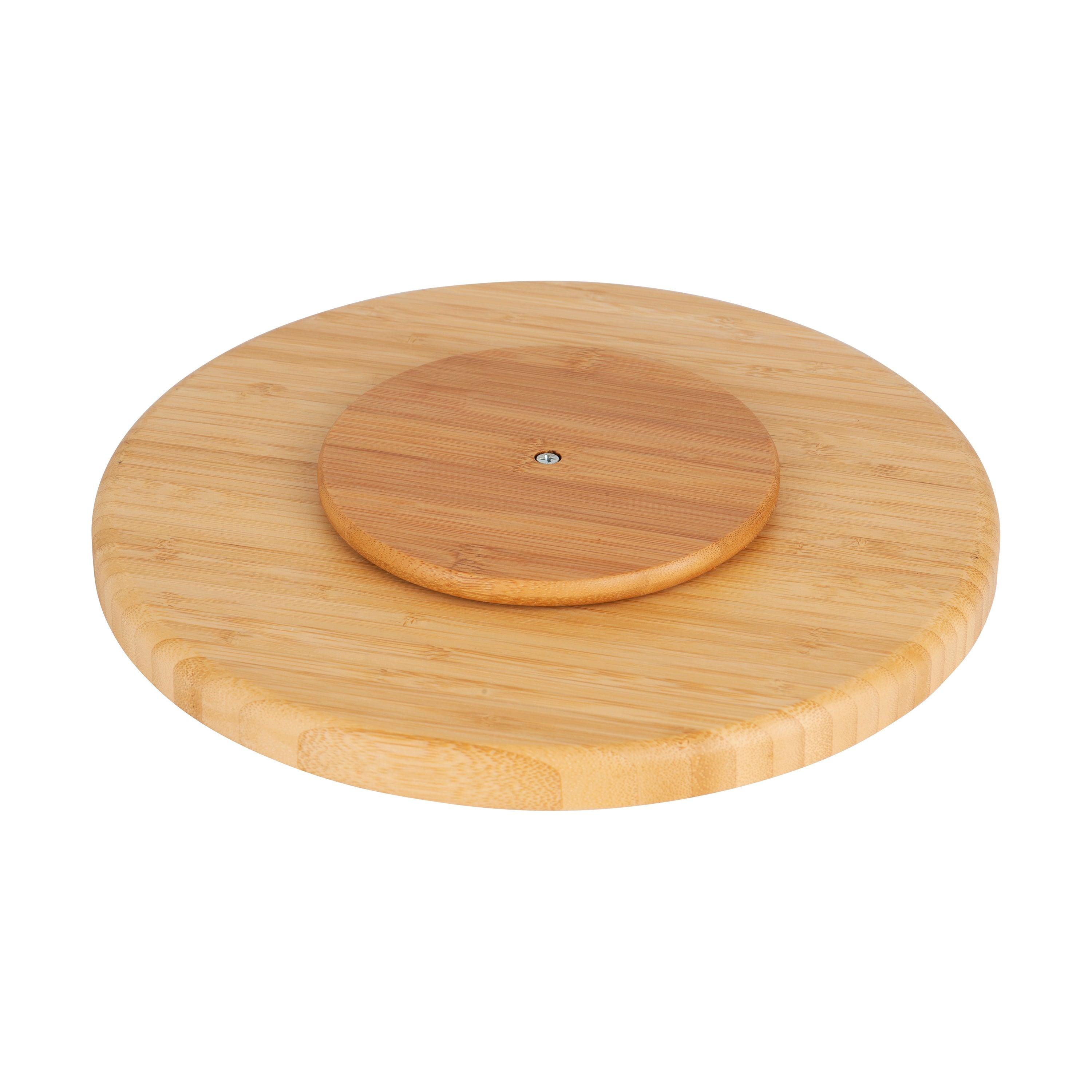 Premium Bamboo Lazy Susan Turntable - 12 Inch Round Spinning Serving Tray for Dining Table, Kitchen, and Countertop - Perfect for Spices, Condiments, and Party Snacks