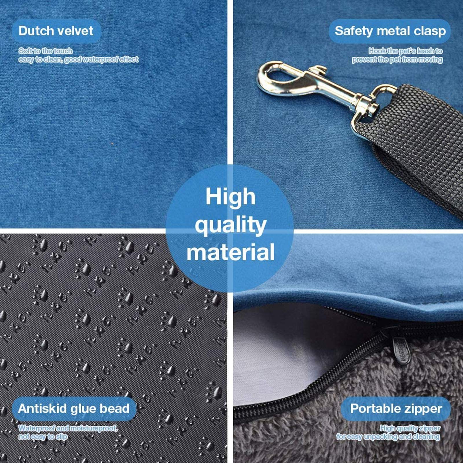 Dog Car Bed for Small Dogs & Cats - Washable Pet Booster Seat with Safety Leash & Storage Pocket | Travel Safety Carrier for Puppies | Perfect for Road Trips & Vet Visits