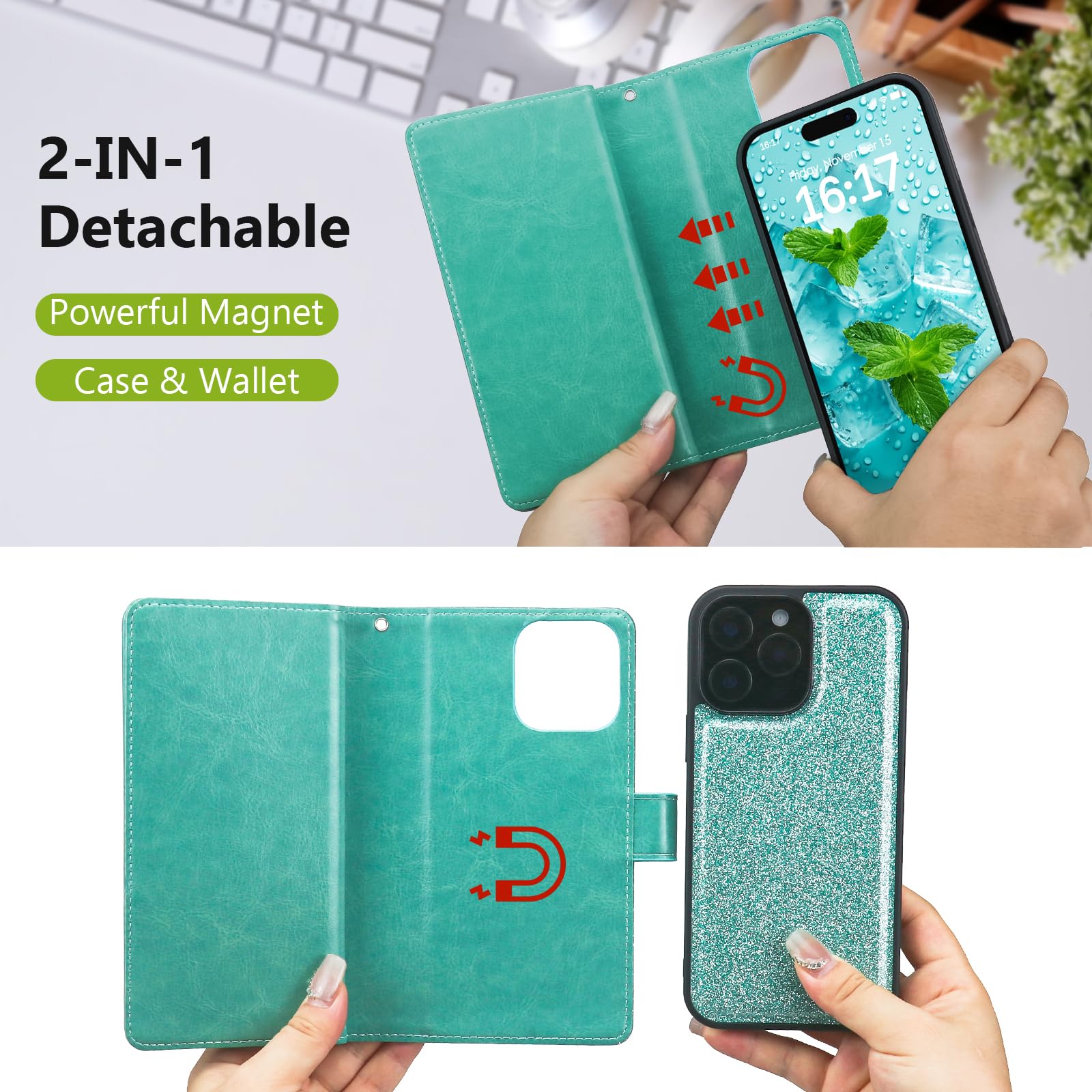 Premium Magnetic Detachable Wallet Case for iPhone 13 Pro Max (6.7