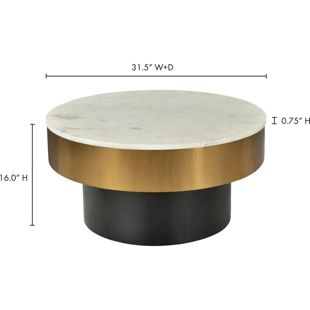 31.5 Inch White Art Deco Coffee Table - Mid-Century Modern Style for Living Room, Lounge & Home Decor