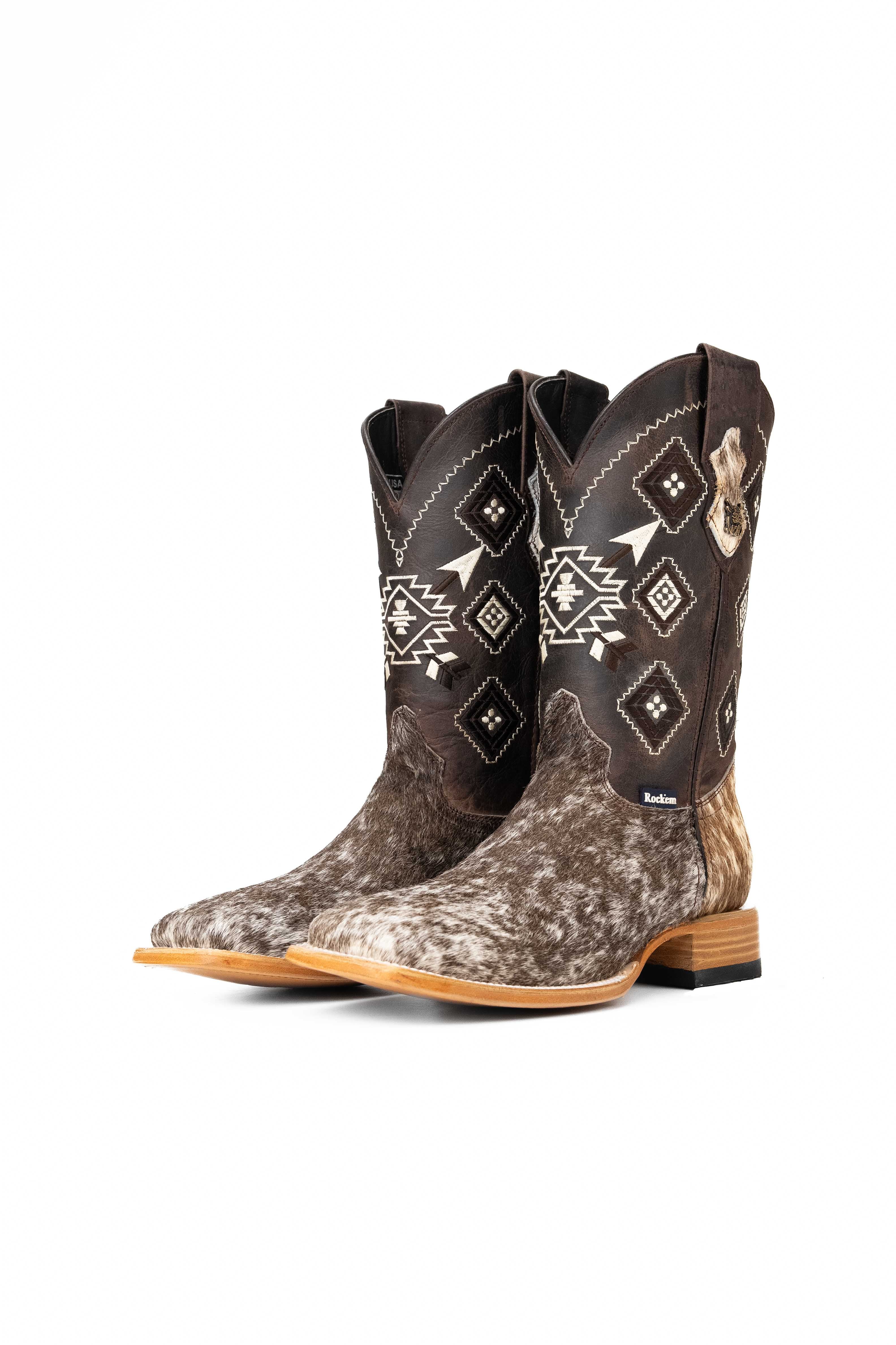 Authentic Men's Cowhide Square Toe Cowboy Boots - Size 9 Western Boots for Country Dancing, Rodeo & Casual Wear - Durable Leather Work Boots for Men (Style NM51)