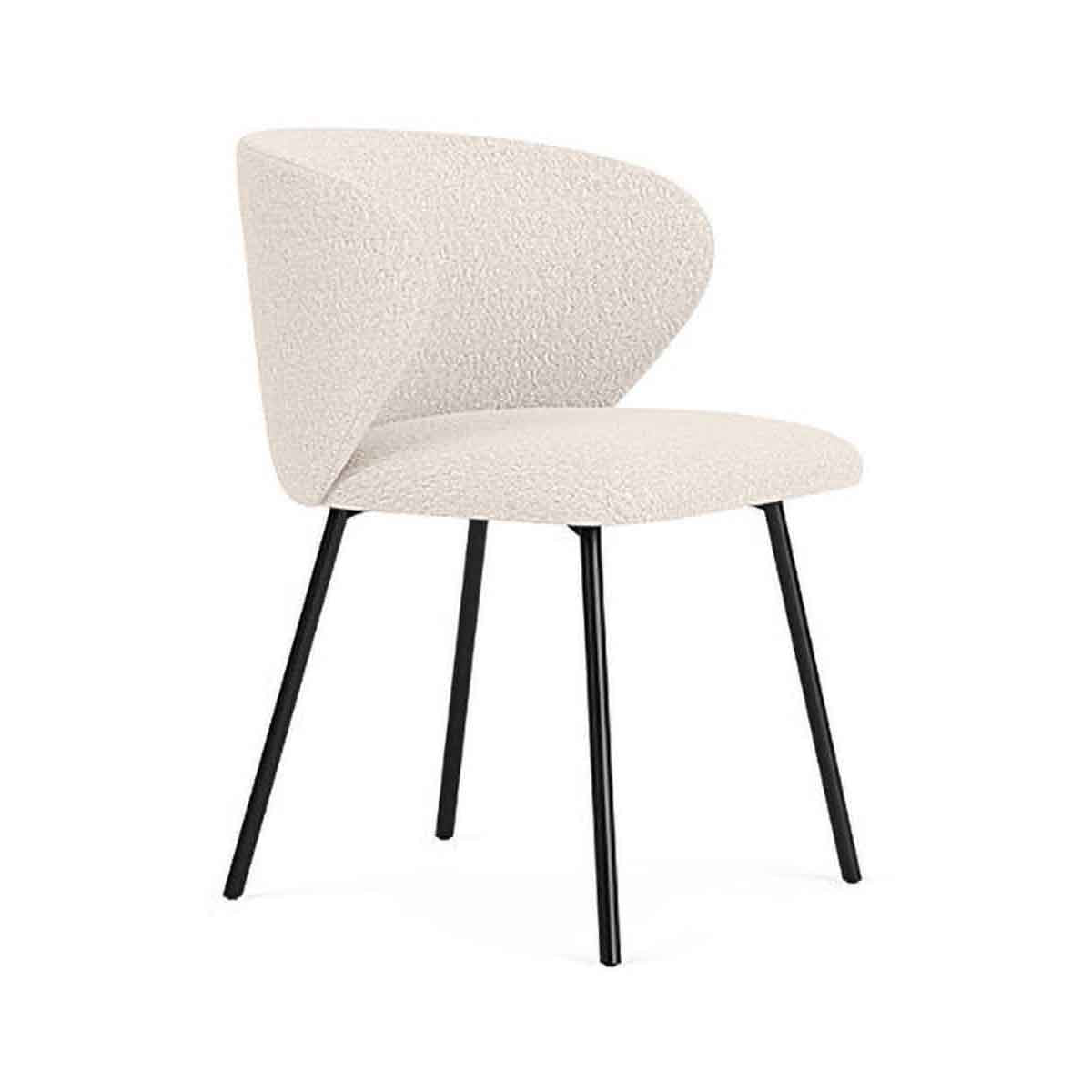 Ellie Boucle Dining Chair - Modern Upholstered Accent Chair for Kitchen, Dining Room, or Office - Soft Textured Fabric & Sturdy Wooden Legs - Perfect for Home Decor & Entertaining