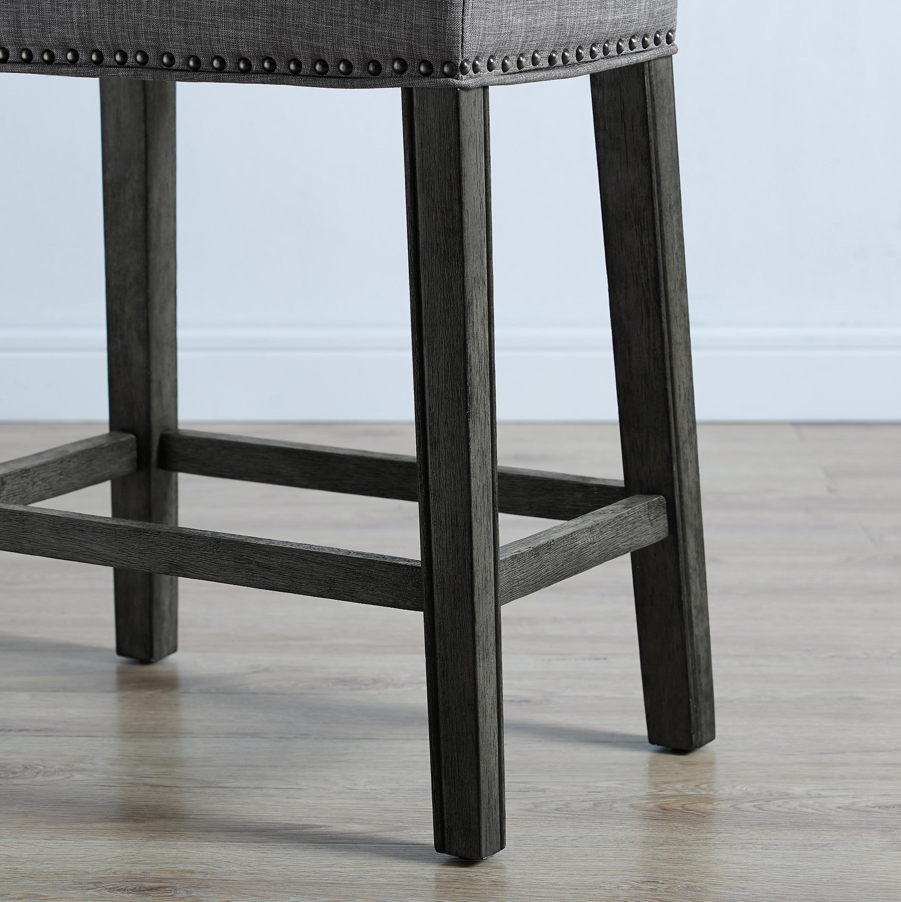 CoCo Upholstered Backless Saddle Seat Counter Stools 24 Inch Height Set of 2, Gray Bar Stools for Kitchen Island, Breakfast Nook & Home Decor